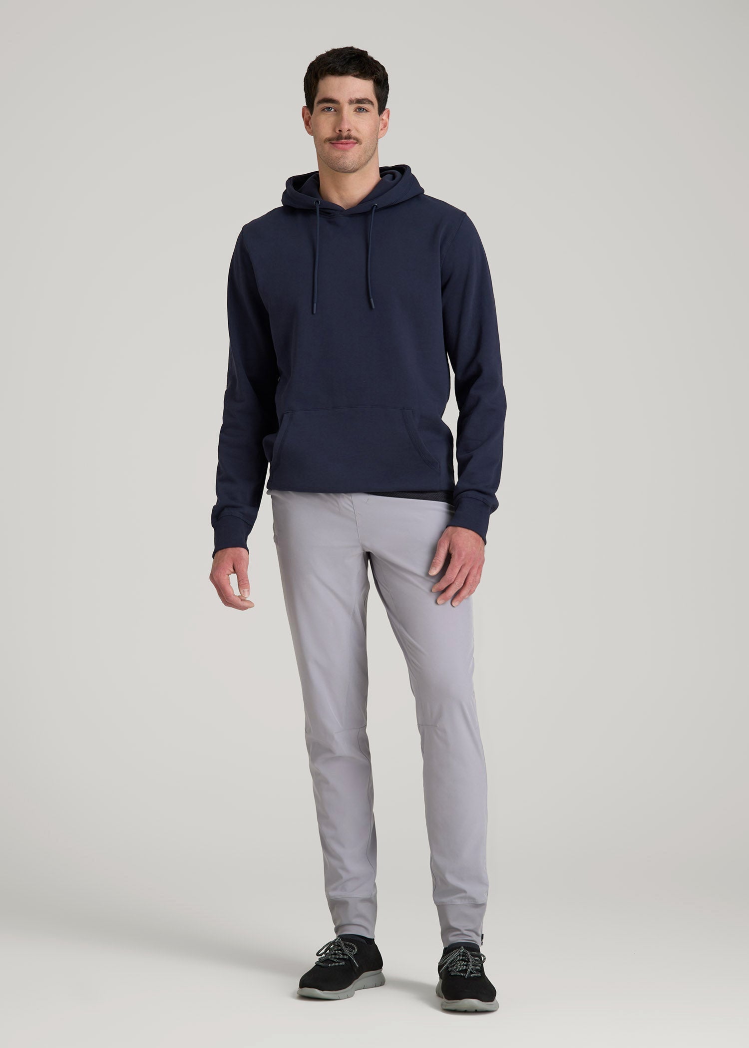 American Tall Men Featherweight Perforated Training Joggers for Tall Men in Light Grey