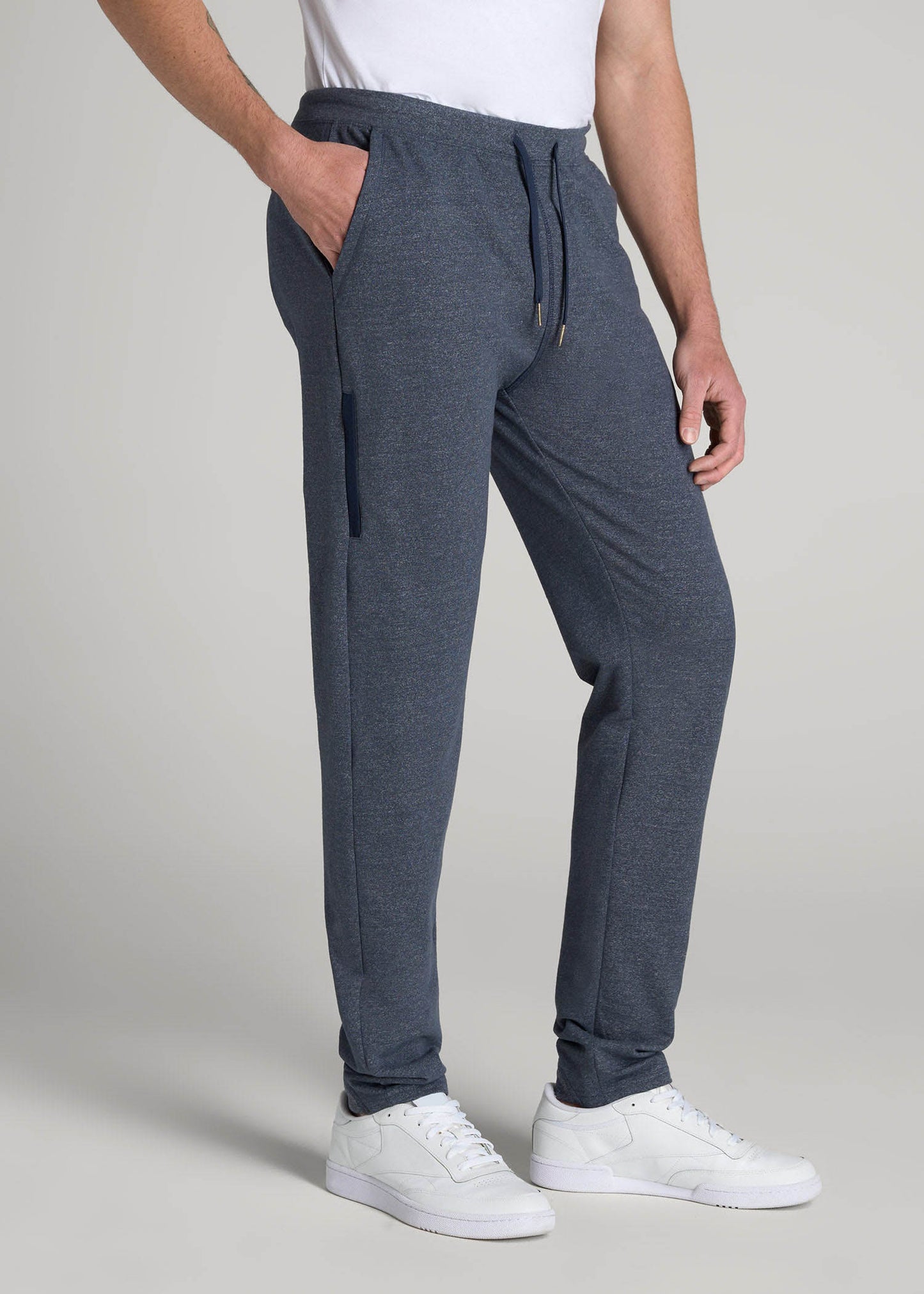 American Tall Men Microsanded French Terry Sweatpants for Tall Men in Navy Mix