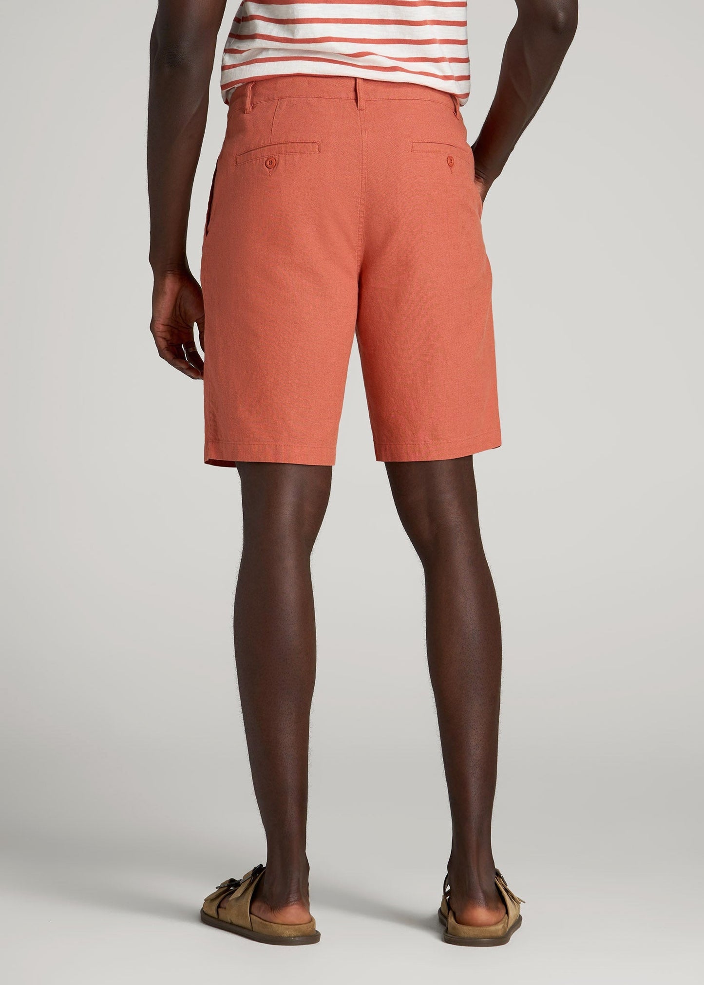 American Tall Men Linen Shorts For Tall Men in Burnt Orange