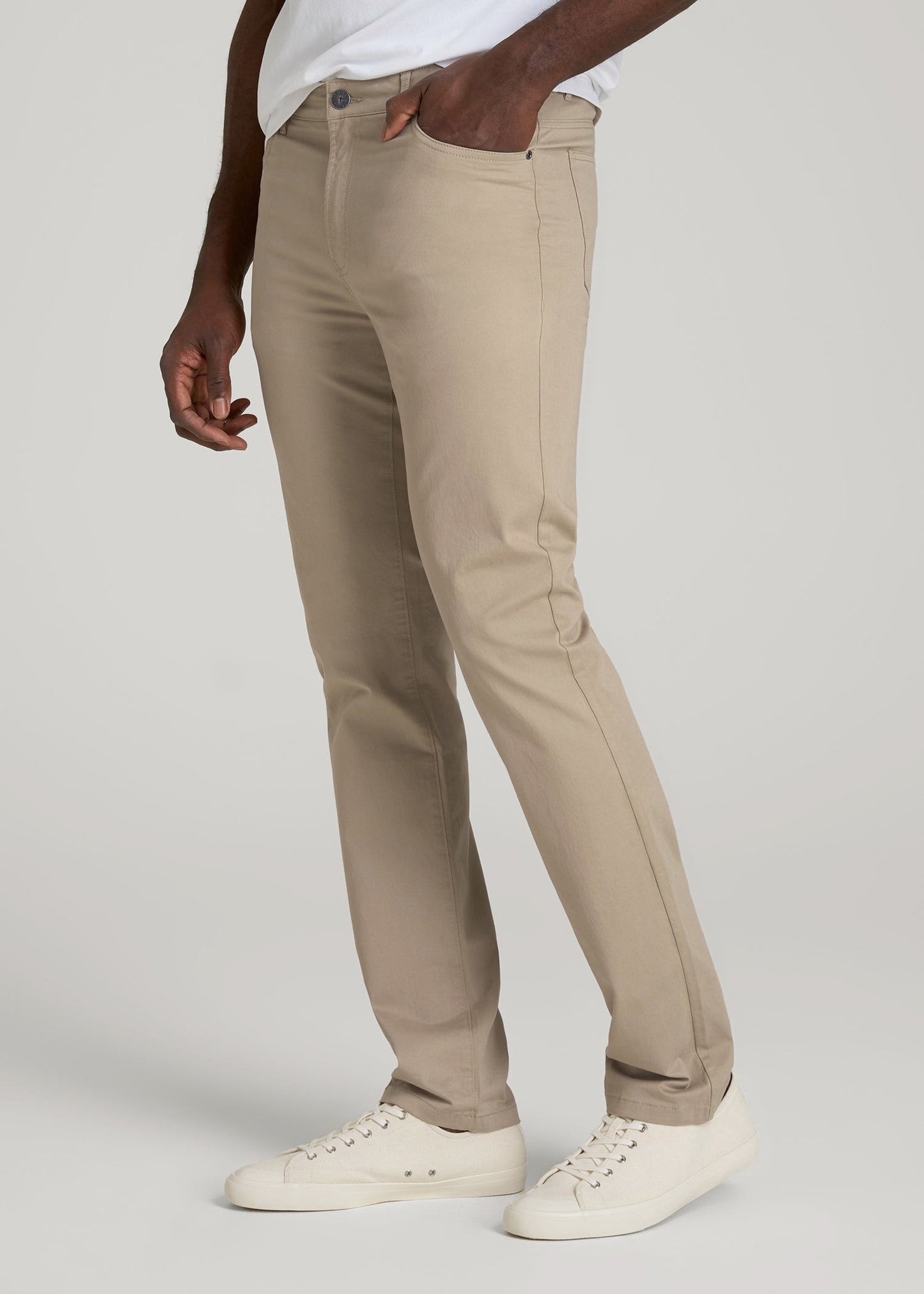 American Tall Men Dylan Slim Fit Five-Pocket Pants For Tall Men in Desert Khaki
