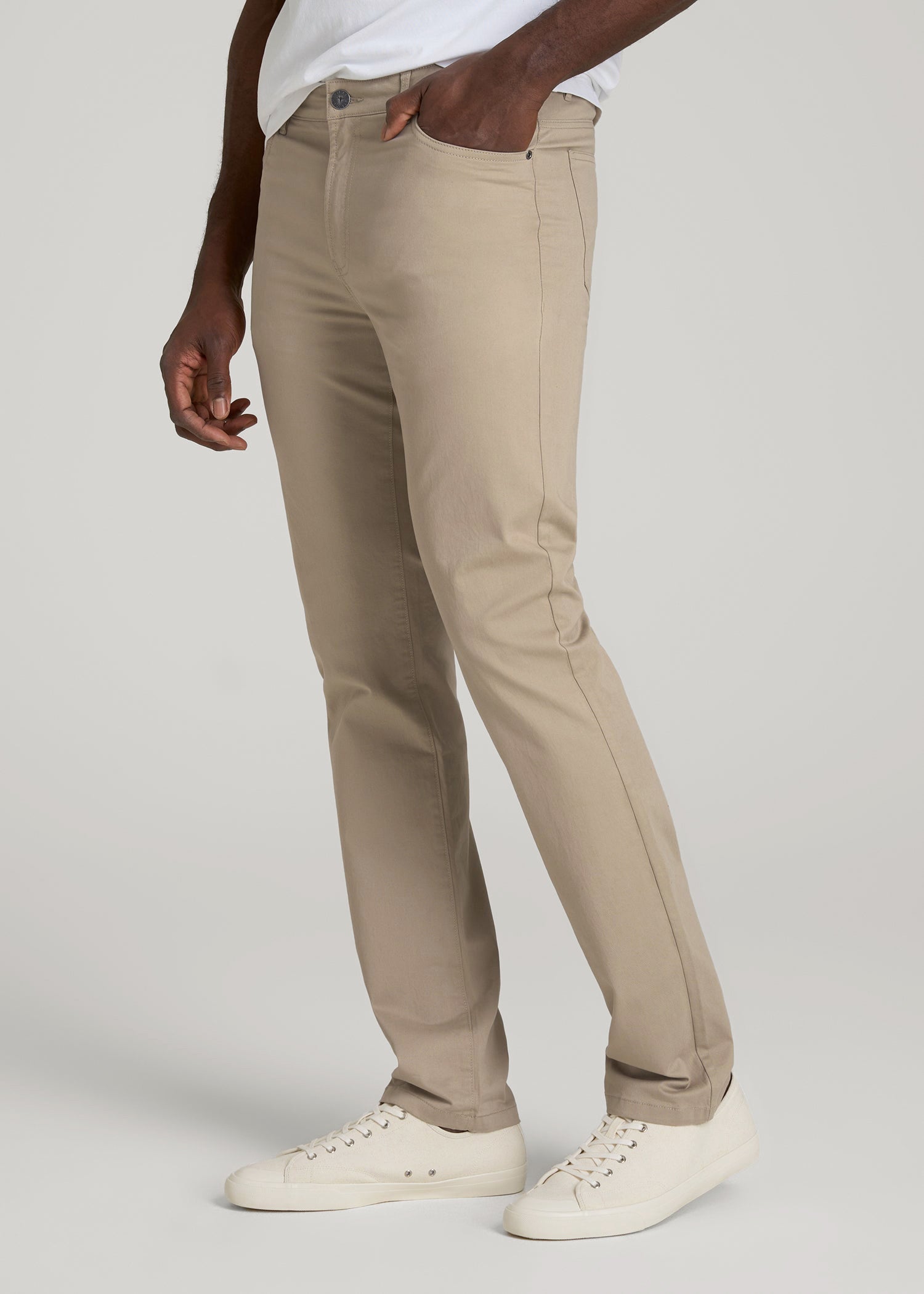 American Tall Men Dylan Slim Fit Five-Pocket Pants For Tall Men in Desert Khaki
