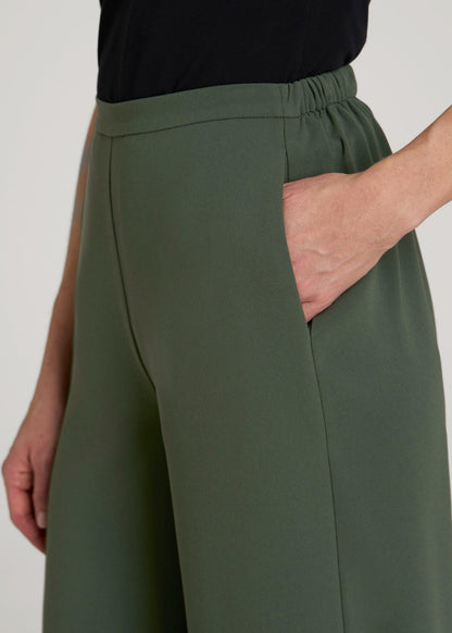 American Tall Men|Women Pull-On Crepe Ultra Wide Pants for Tall Women in Climbing Ivy