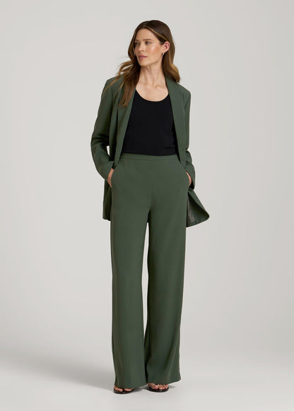American Tall Men|Women Pull-On Crepe Ultra Wide Pants for Tall Women in Climbing Ivy