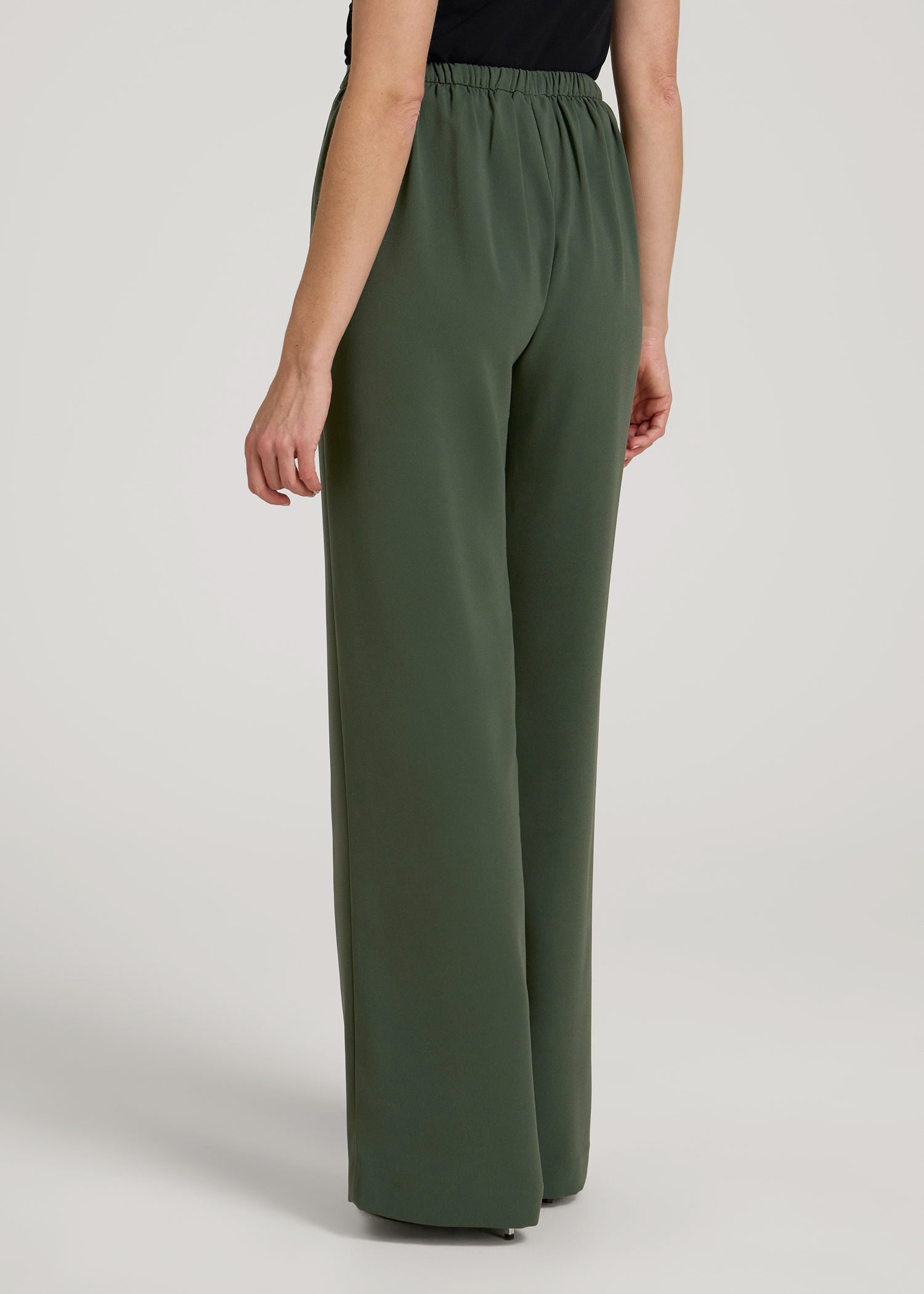 American Tall Men|Women Pull-On Crepe Ultra Wide Pants for Tall Women in Climbing Ivy
