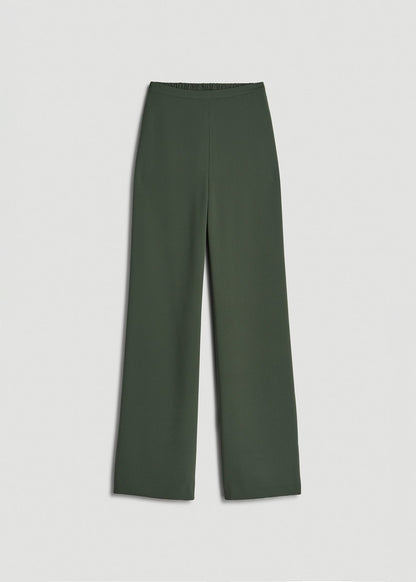 American Tall Men|Women Pull-On Crepe Ultra Wide Pants for Tall Women in Climbing Ivy