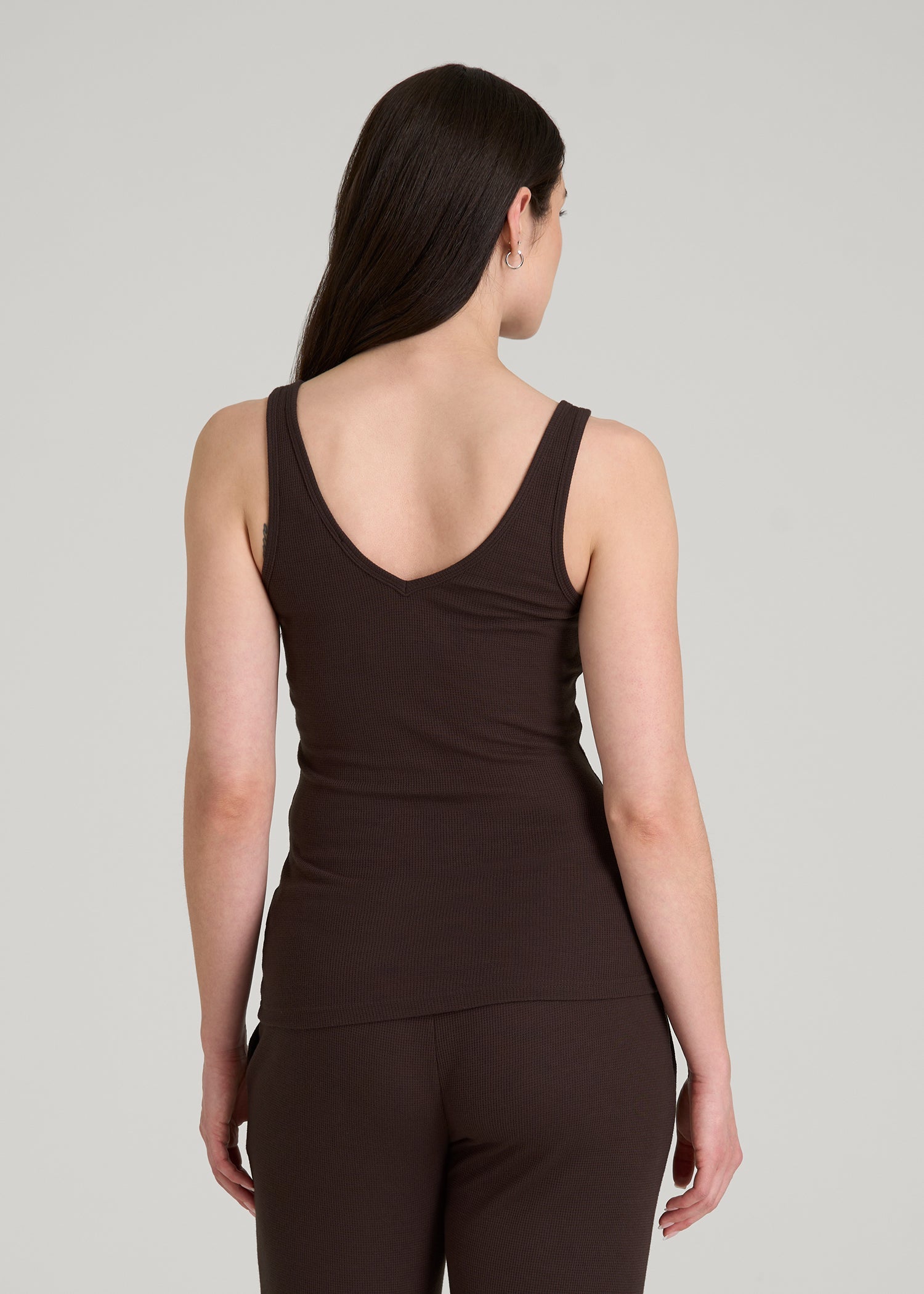 American Tall Women Waffle Tank Top for Tall Women in Espresso