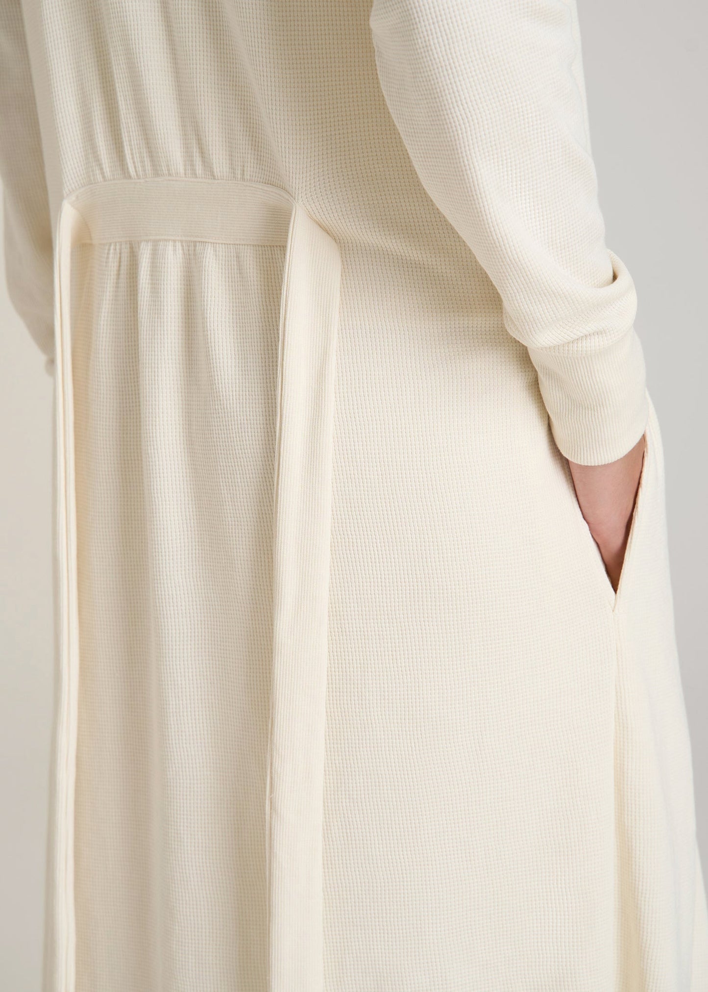 American Tall Women Waffle Lounge Robe for Tall Women in White Alyssum