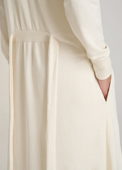 American Tall Women Waffle Lounge Robe for Tall Women in White Alyssum