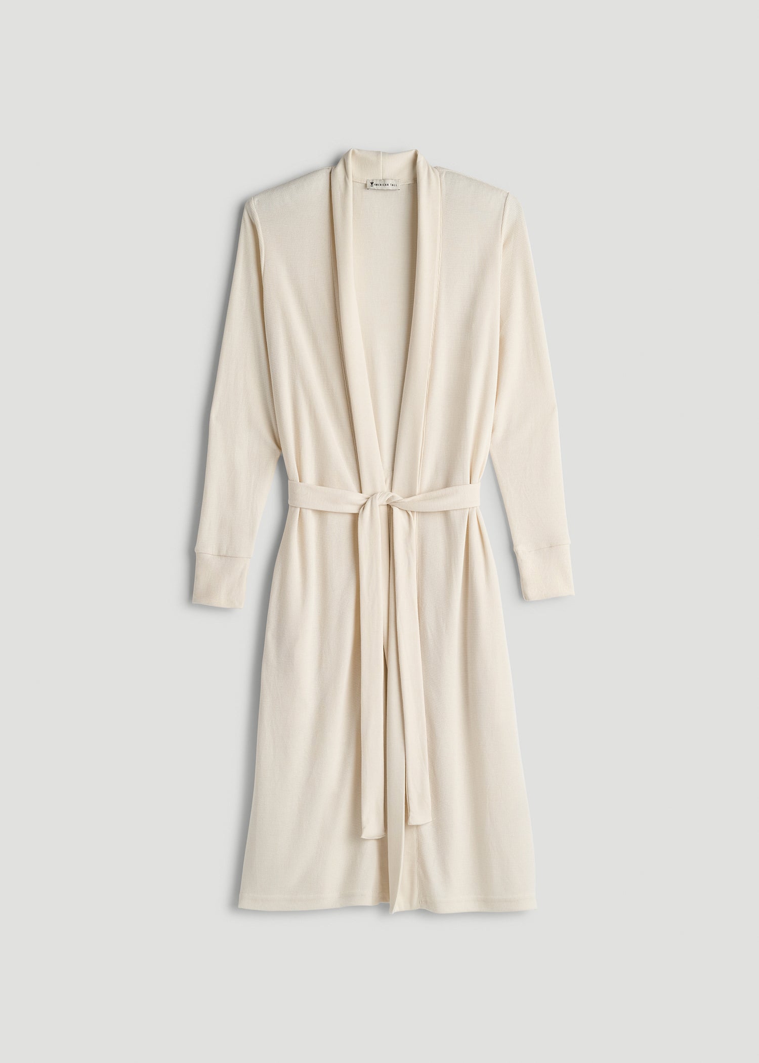 American Tall Women Waffle Lounge Robe for Tall Women in White Alyssum