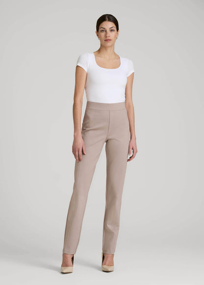American Tall Women Pull-on Slim Dress Pants for Tall Women in Truly Taupe