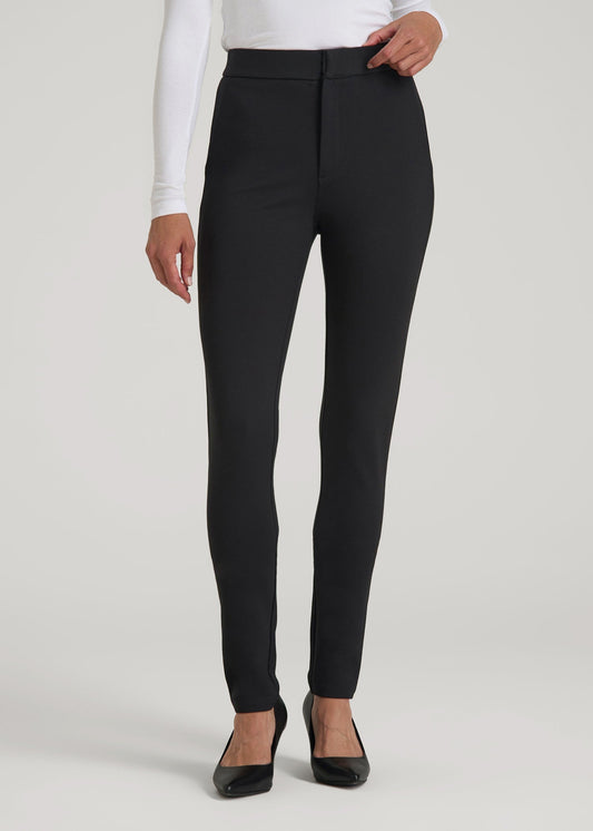 American Tall Women Soft Flex Ponte Skinny High Rise Pant for Tall Women in Black