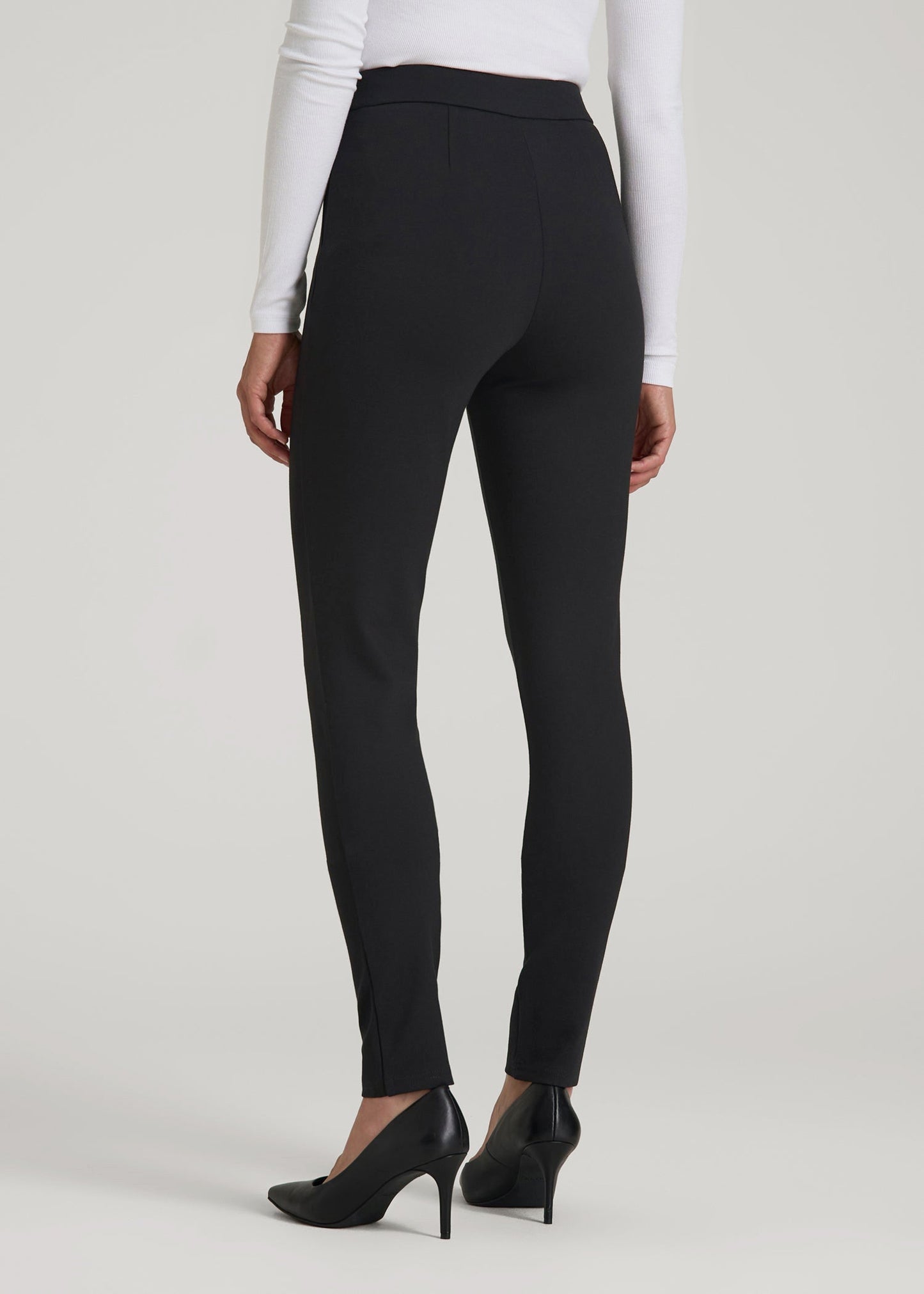 American Tall Women Soft Flex Ponte Skinny High Rise Pant for Tall Women in Black