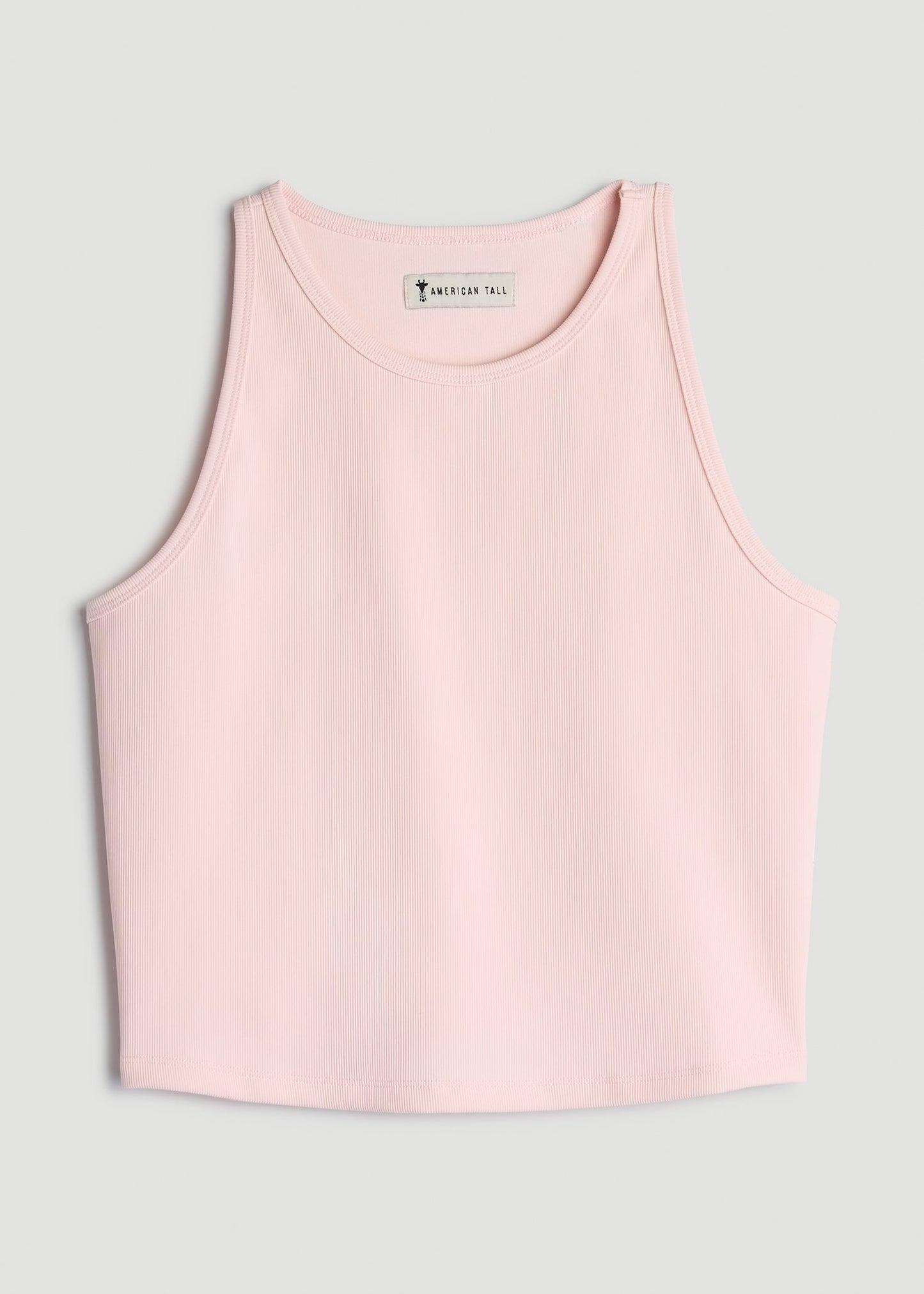 American Tall Women|Men Cropped Ribbed Tank Top for Tall Women in Barely Pink