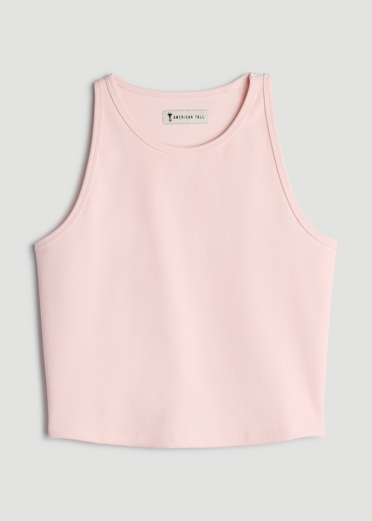 American Tall Women|Men Cropped Ribbed Tank Top for Tall Women in Barely Pink