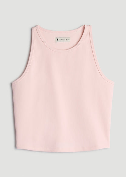 American Tall Women|Men Cropped Ribbed Tank Top for Tall Women in Barely Pink