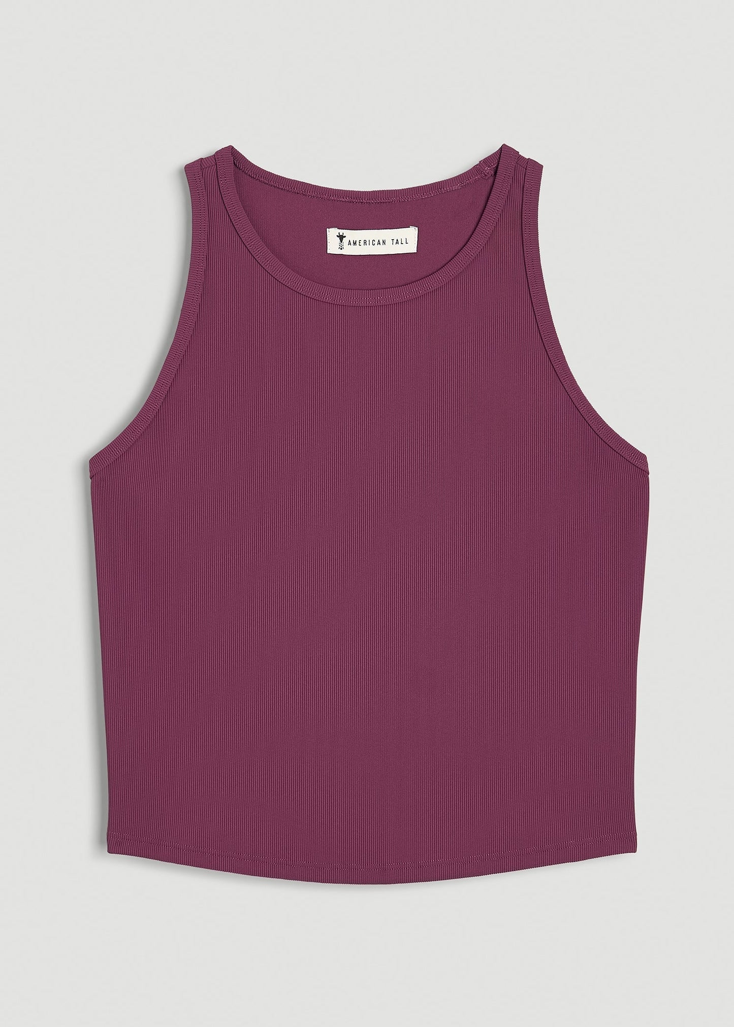 American Tall Women|Men Cropped Ribbed Tank Top for Tall Women in Purple Gumdrop