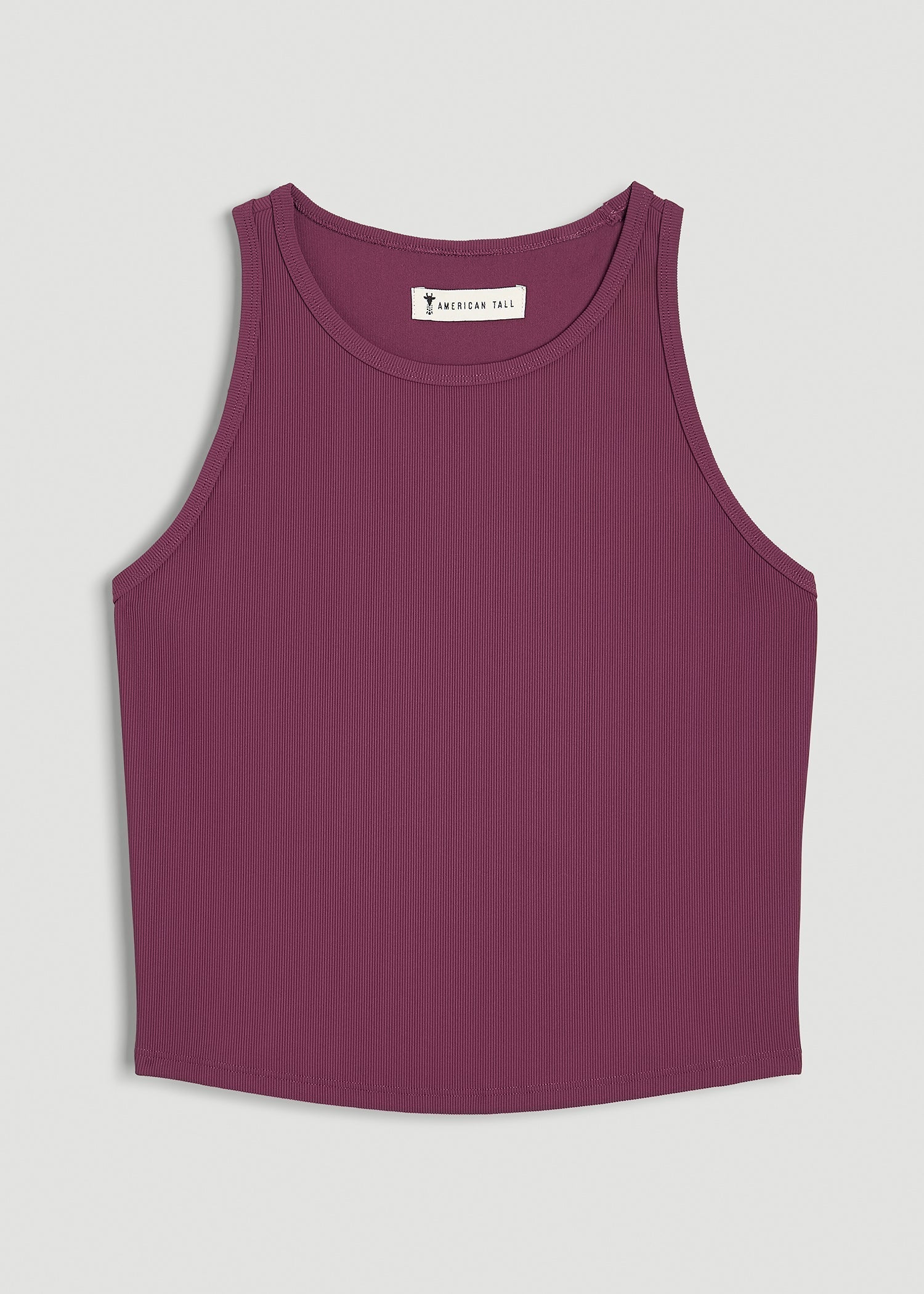American Tall Women|Men Cropped Ribbed Tank Top for Tall Women in Purple Gumdrop