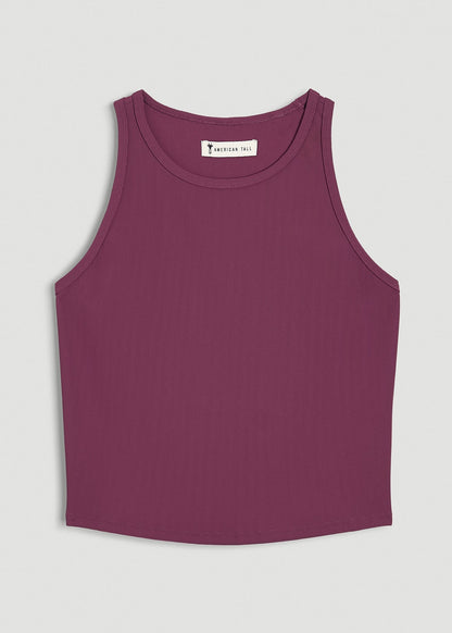 American Tall Women|Men Cropped Ribbed Tank Top for Tall Women in Purple Gumdrop