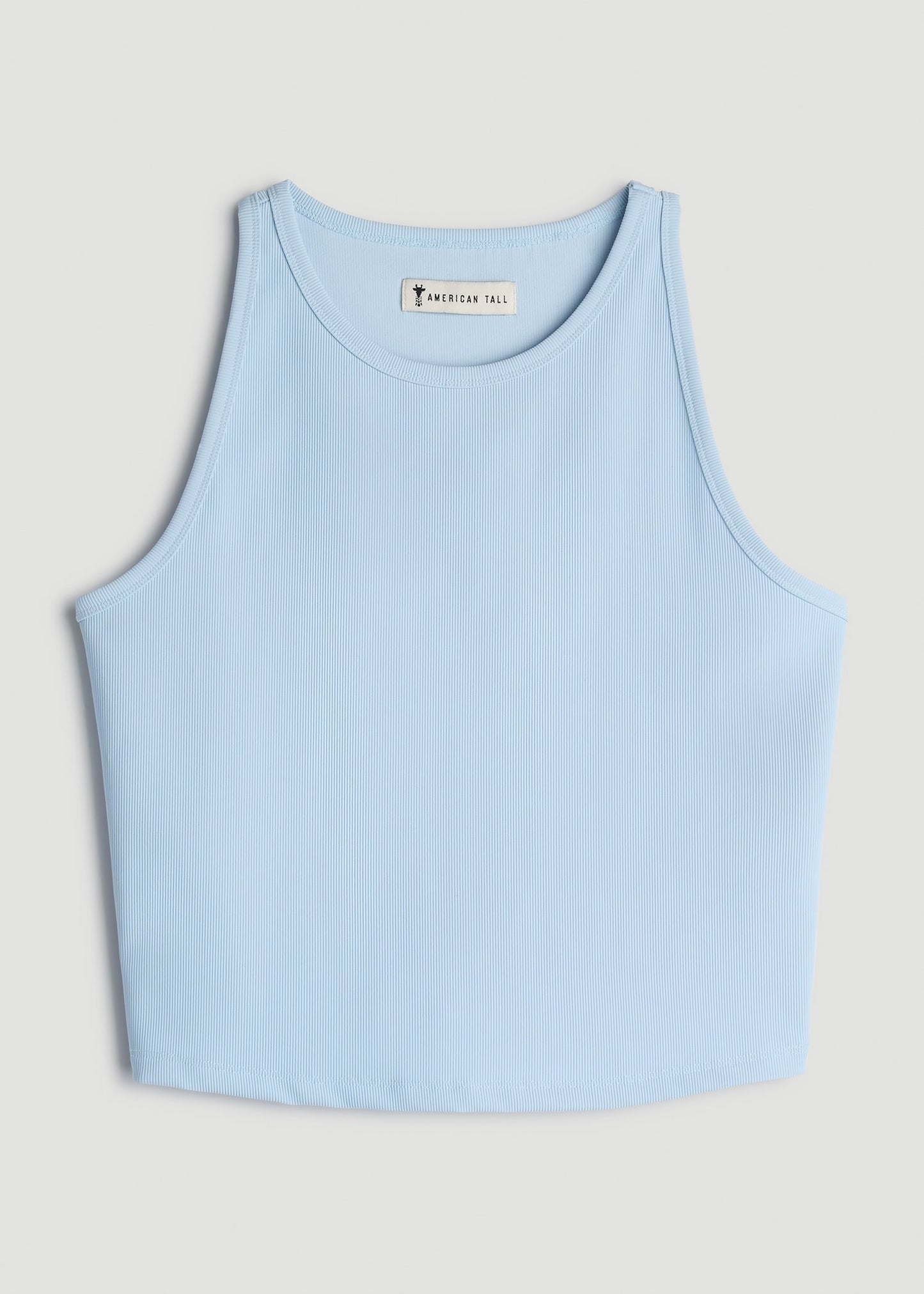 American Tall Women|Men Cropped Ribbed Tank Top for Tall Women in Ice Blue