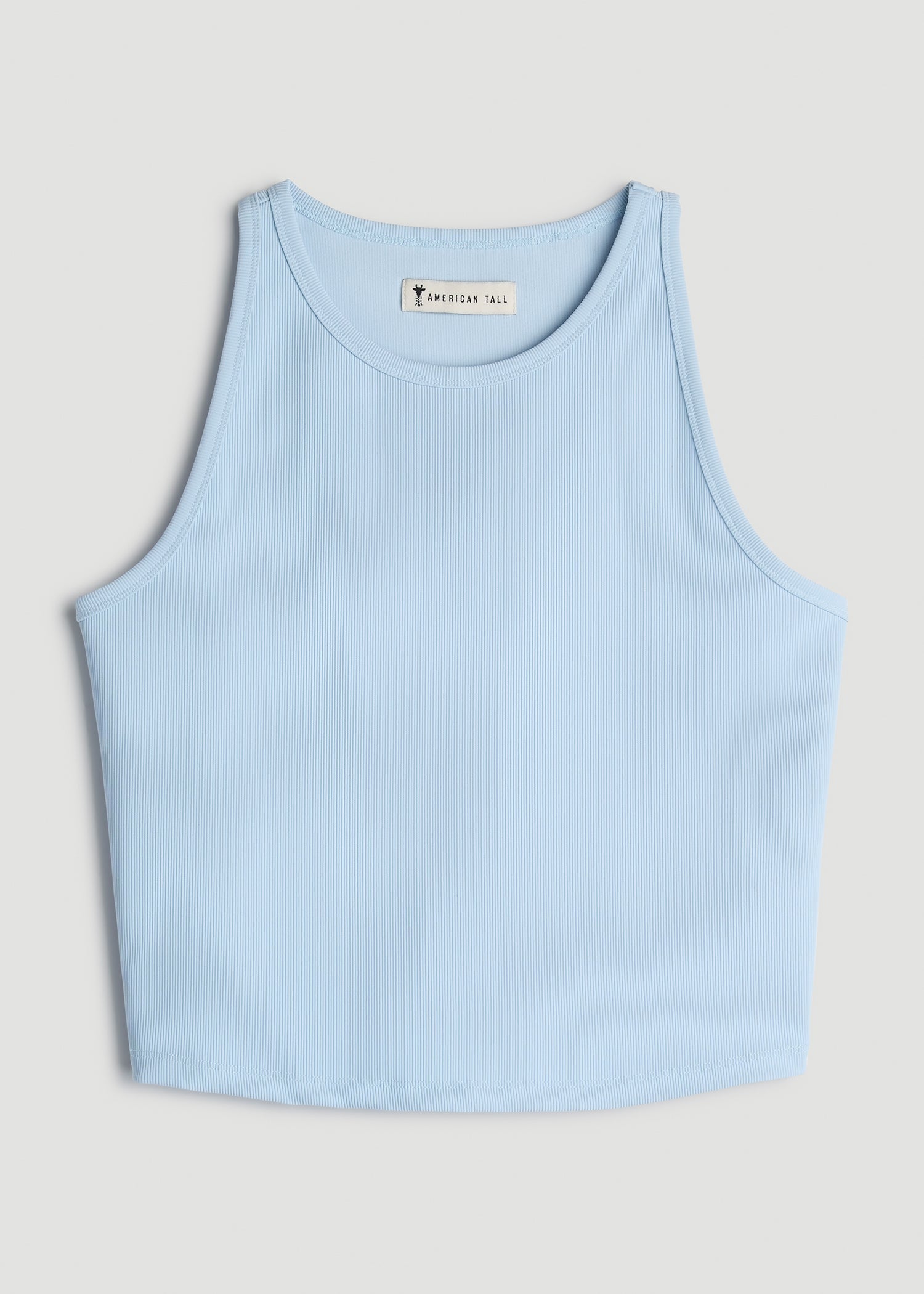American Tall Women|Men Cropped Ribbed Tank Top for Tall Women in Ice Blue