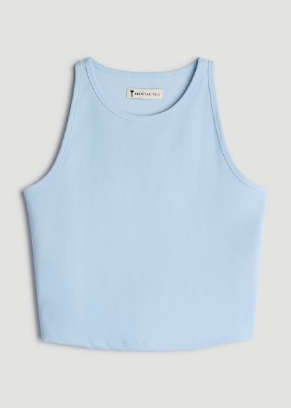 American Tall Women|Men Cropped Ribbed Tank Top for Tall Women in Ice Blue