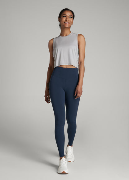American Tall Women Athletic Cropped Muscle Tank Top for Tall Women in Silver