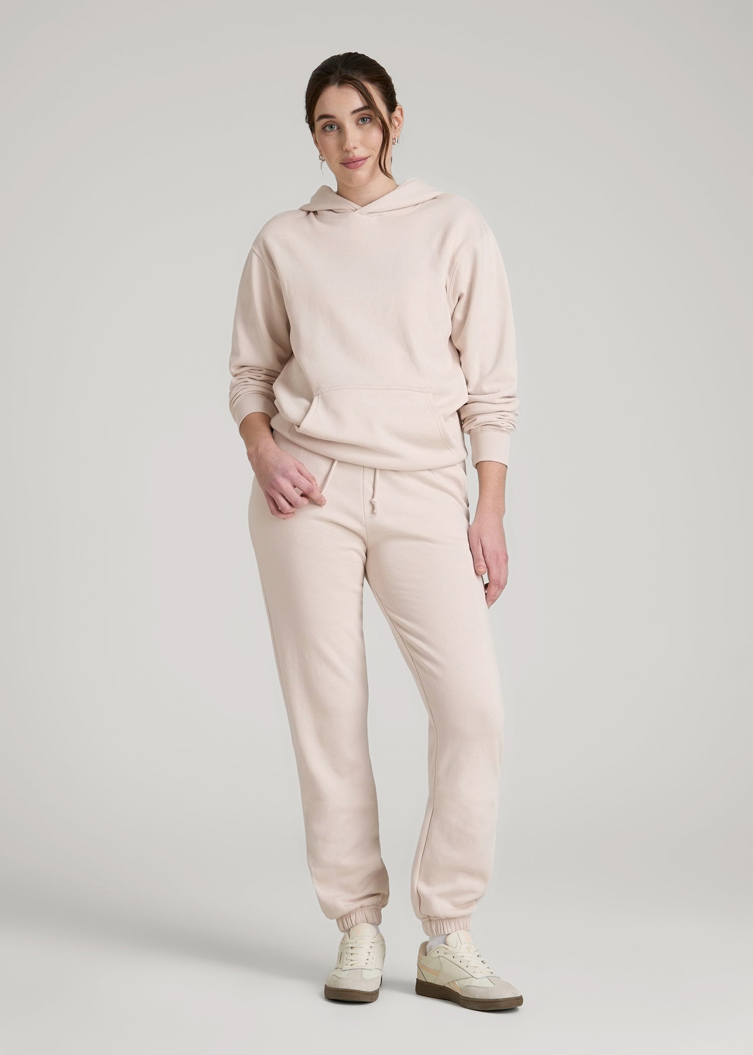 American Tall Women|Men Wearever Fleece Slim Fit High-Waisted Garment Dye Sweatpants for Tall Women in Shell