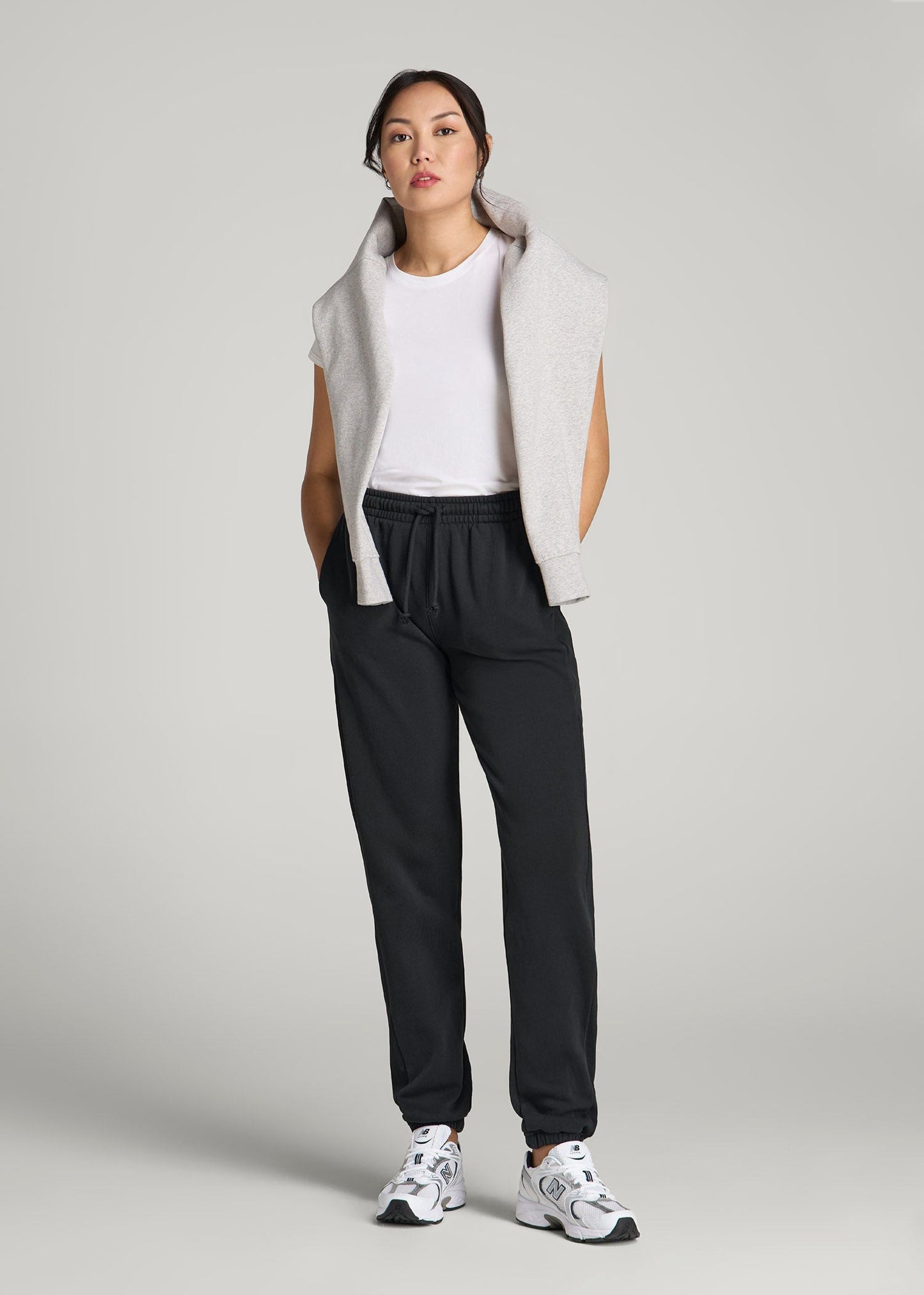 American Tall Women Wearever Fleece Regular Fit Sweatpants for Tall Women in Vintage Black