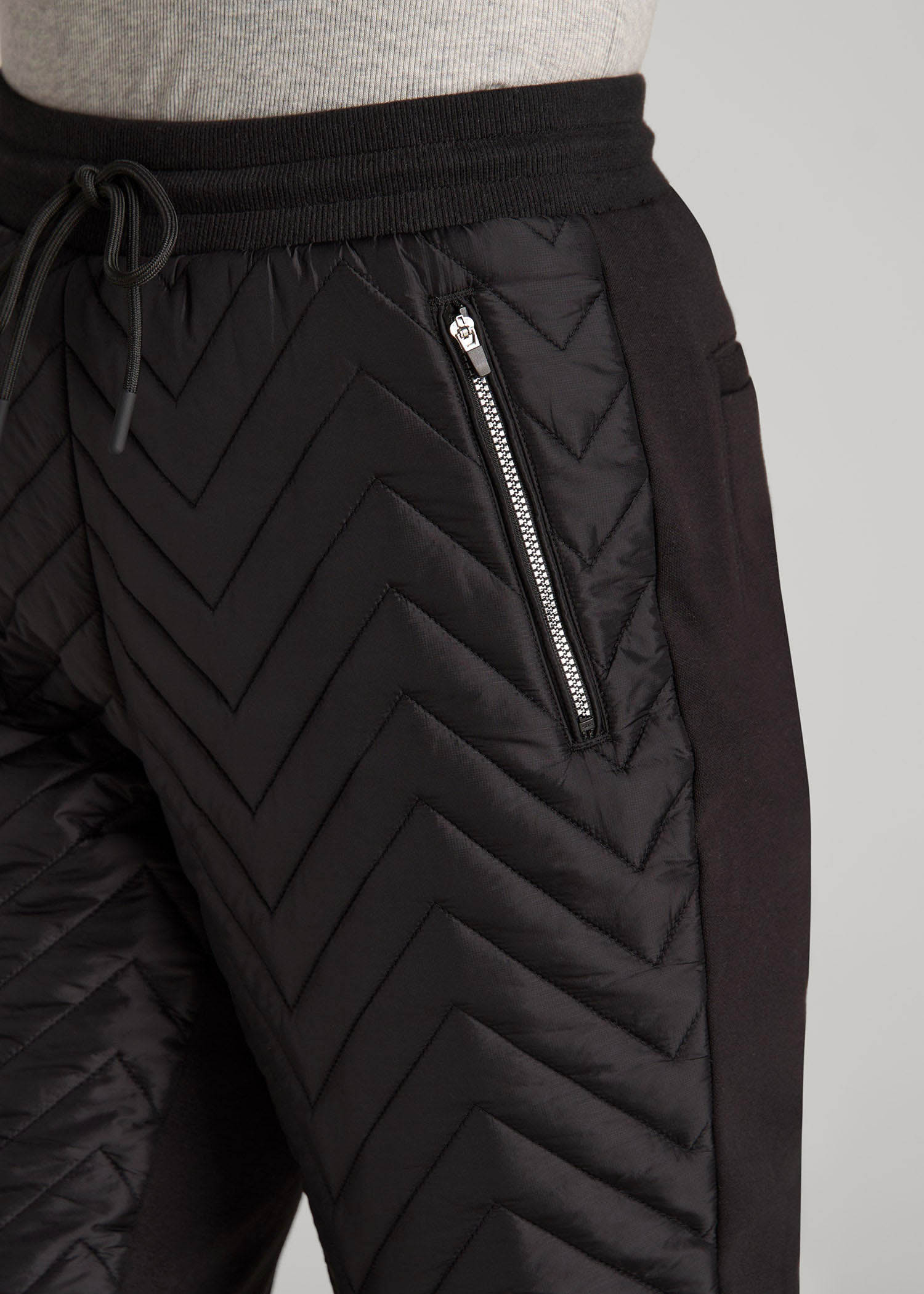 American Tall Women|Men Quilted Joggers for Tall Women in Black