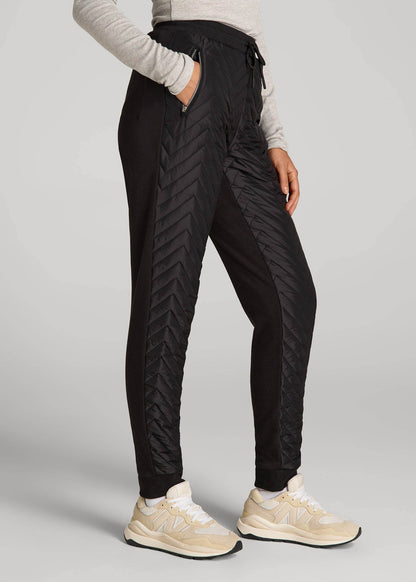 American Tall Women|Men Quilted Joggers for Tall Women in Black