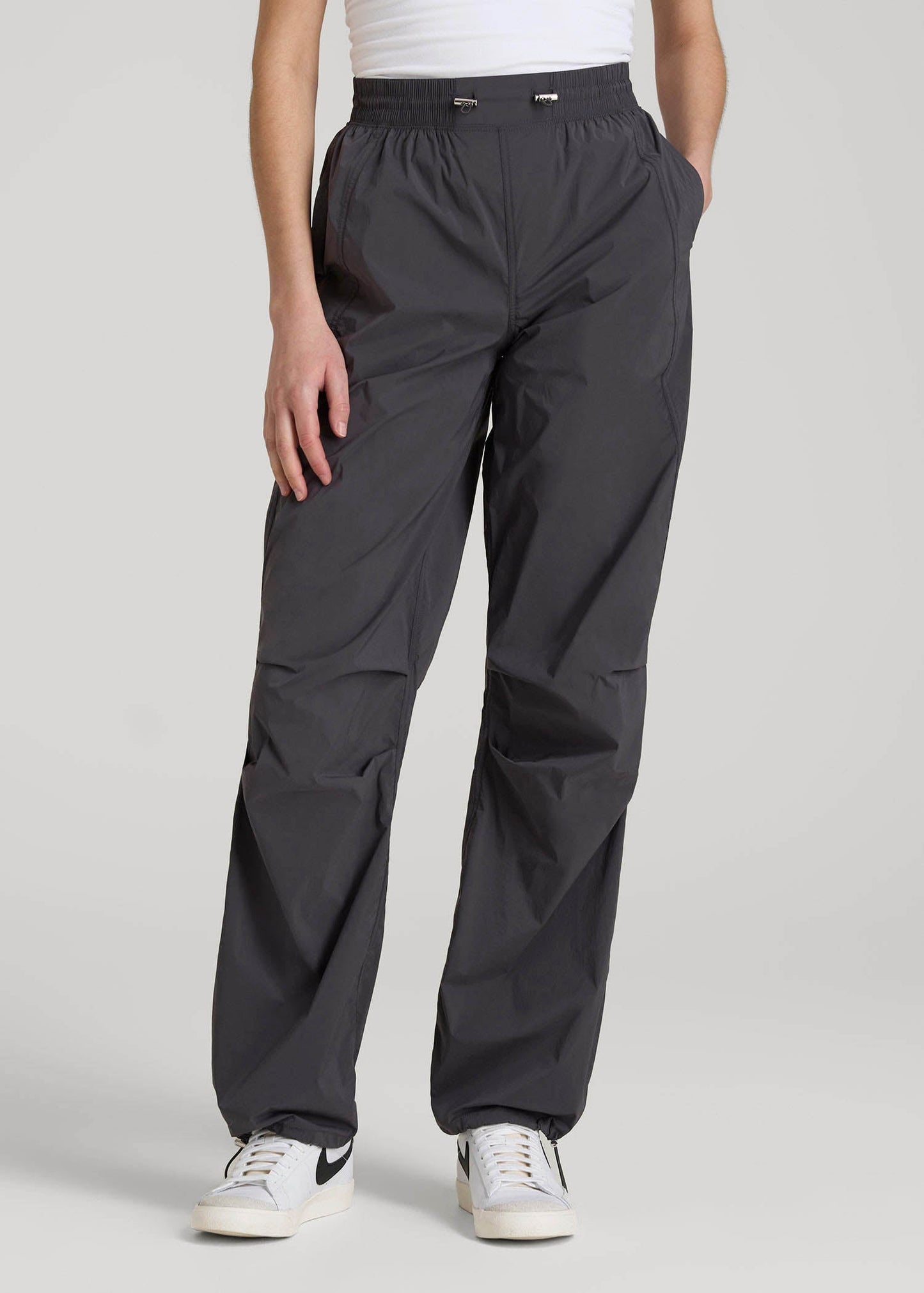 American Tall Women|Men Parachute Jogger for Tall Women in Dark Ash