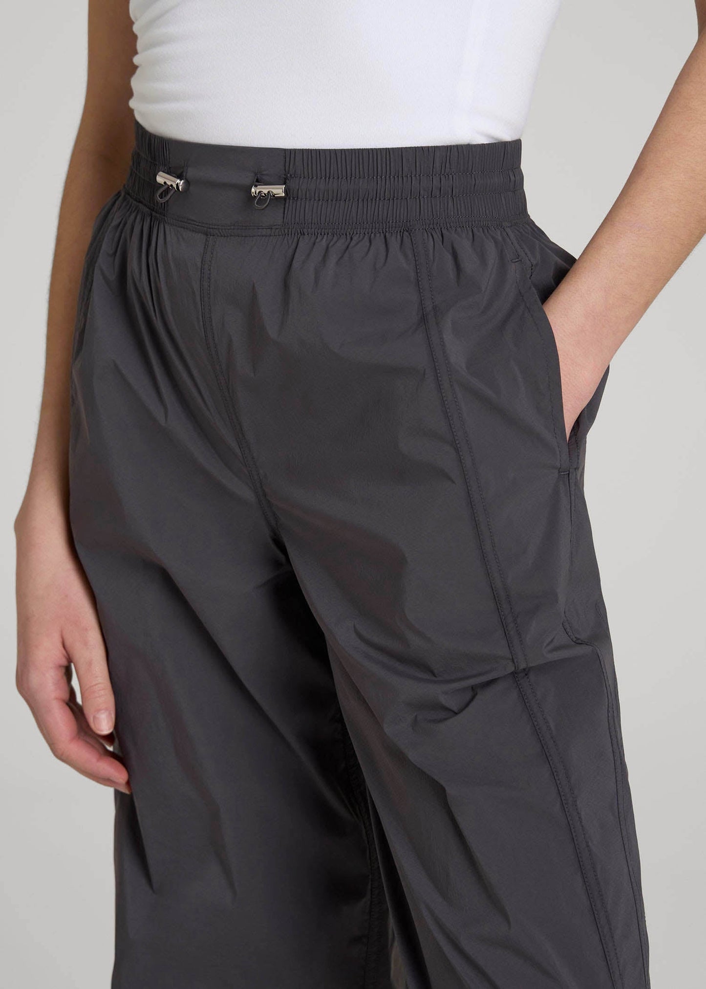 American Tall Women|Men Parachute Jogger for Tall Women in Dark Ash