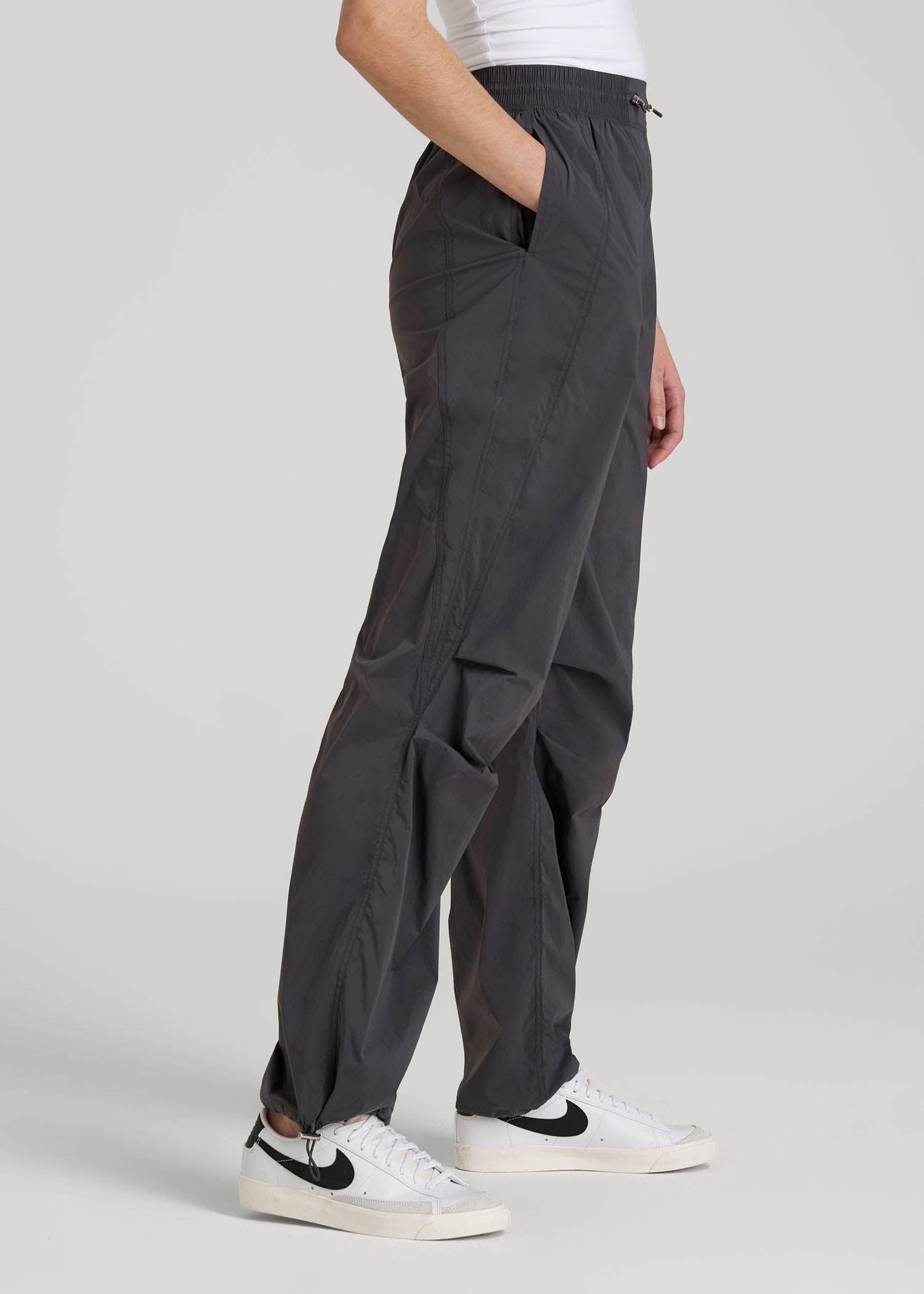American Tall Women|Men Parachute Jogger for Tall Women in Dark Ash
