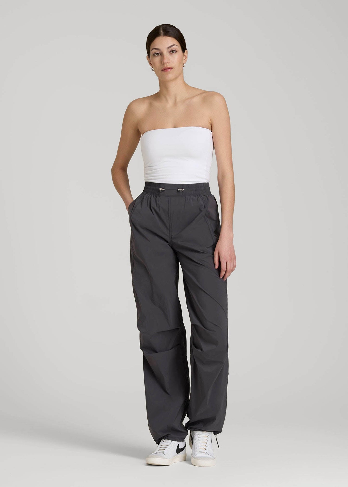 American Tall Women|Men Parachute Jogger for Tall Women in Dark Ash