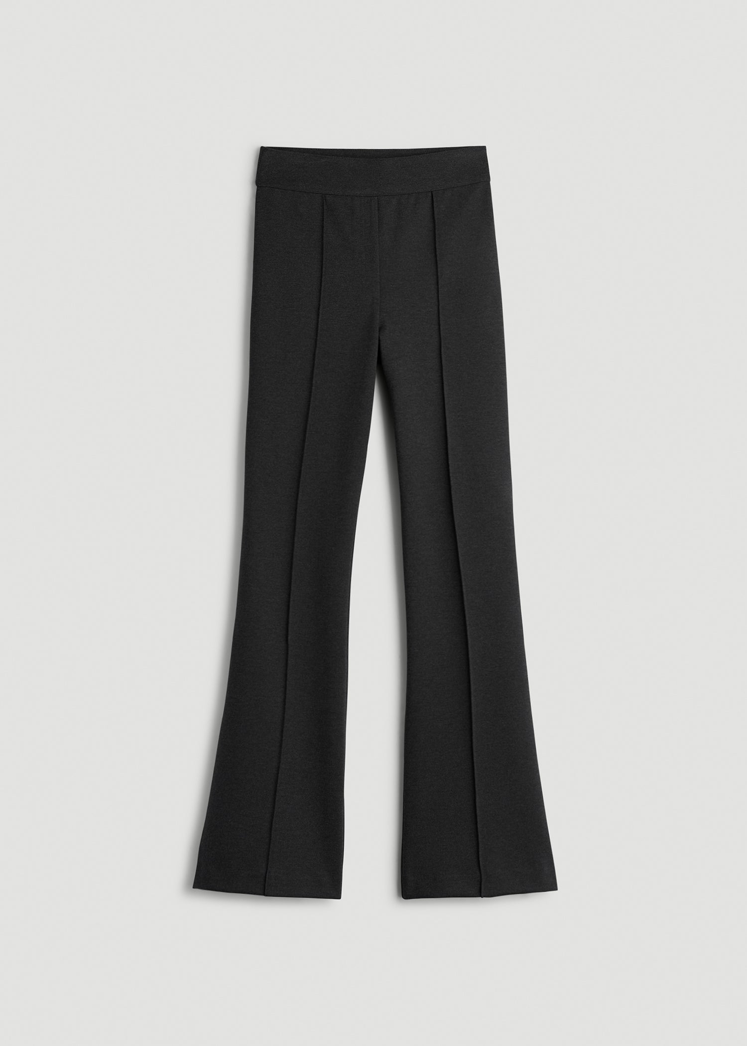 American Tall Women Soft Flex Ponte Pull On Flare Pants for Tall Women in Dark Charcoal Heather
