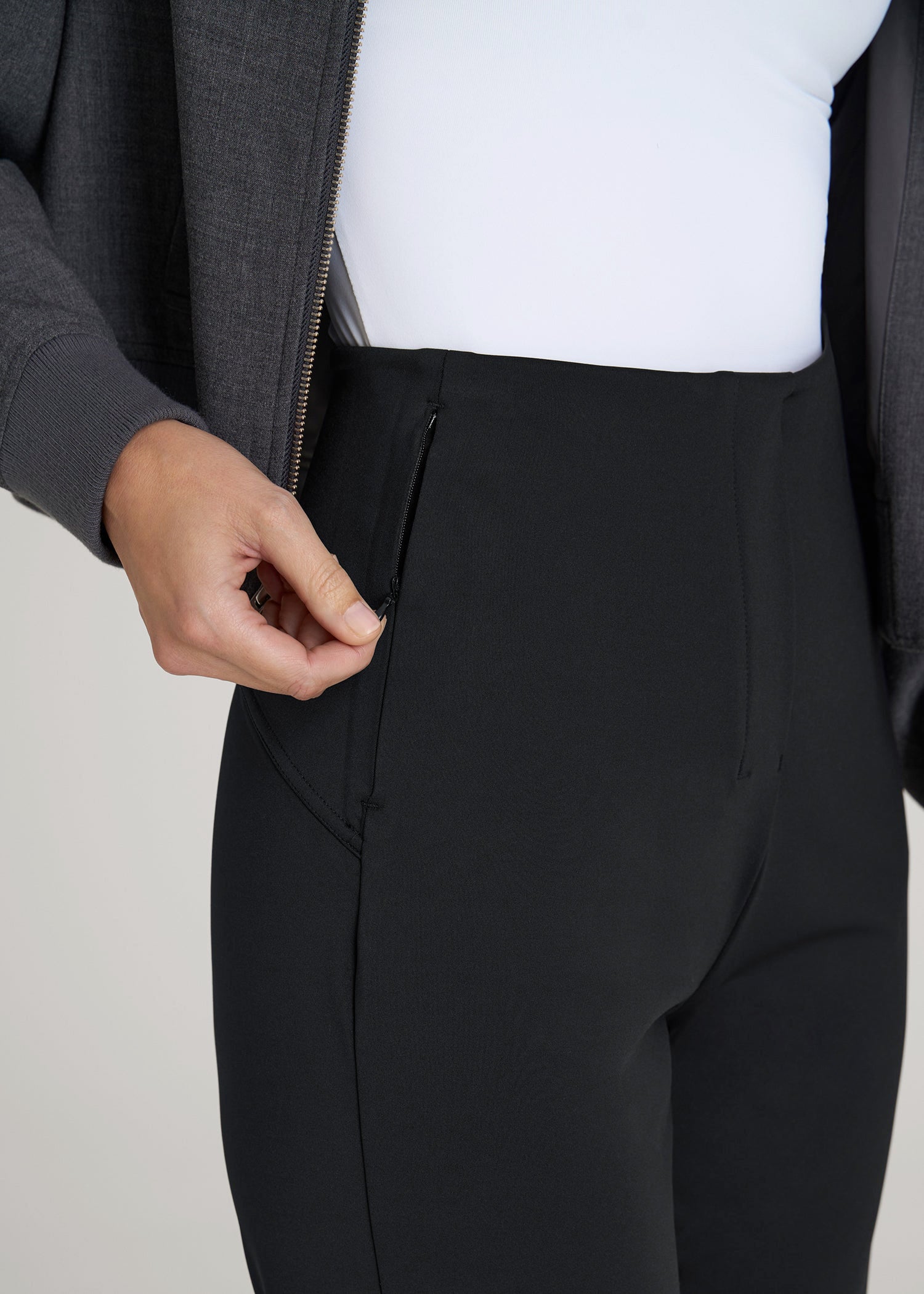 American Tall Women High Rise Pull On Mini Flare Pant for Tall Women in Black