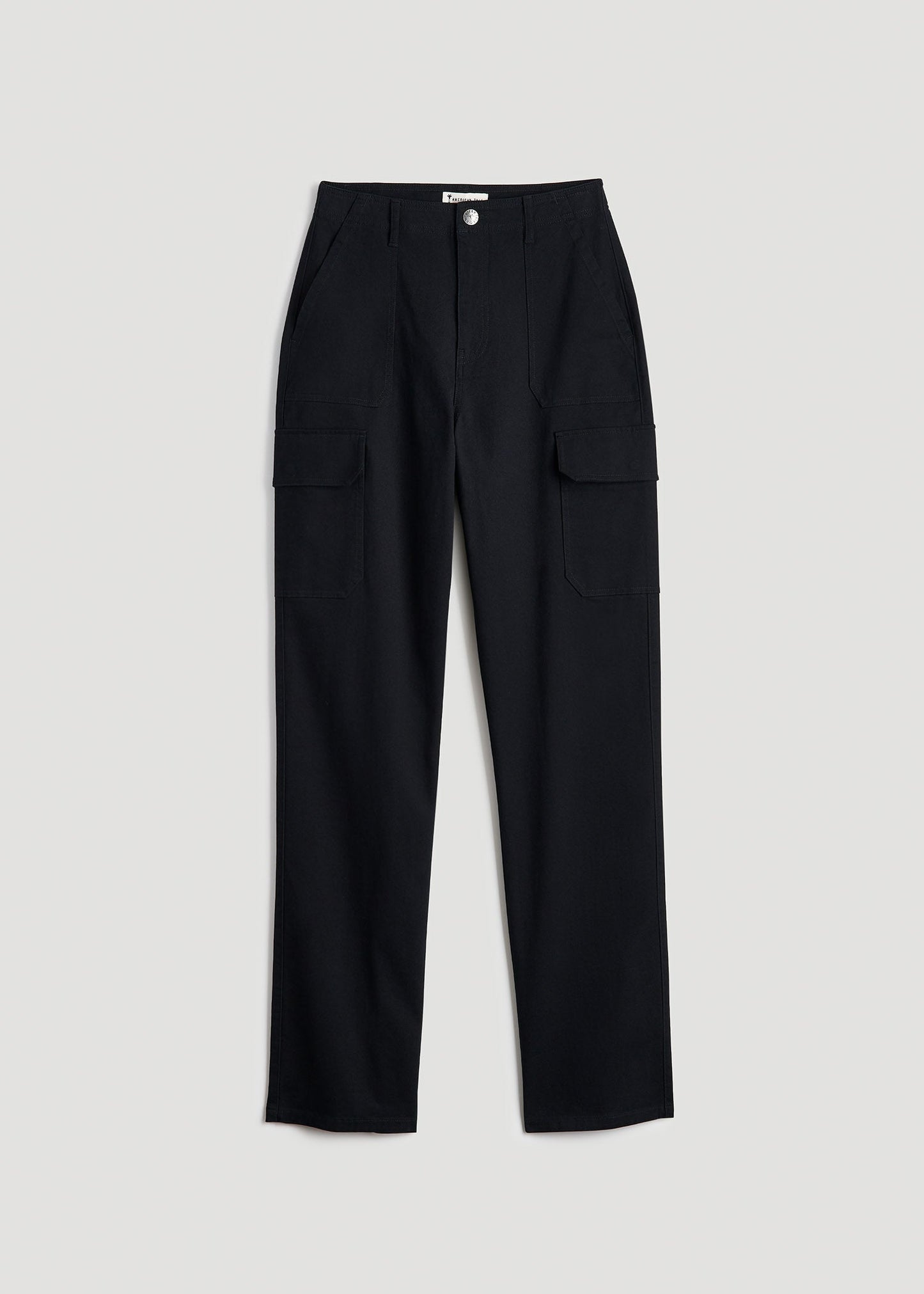 American Tall Women Straight Leg Cargo Chino Pants for Tall Women in Black