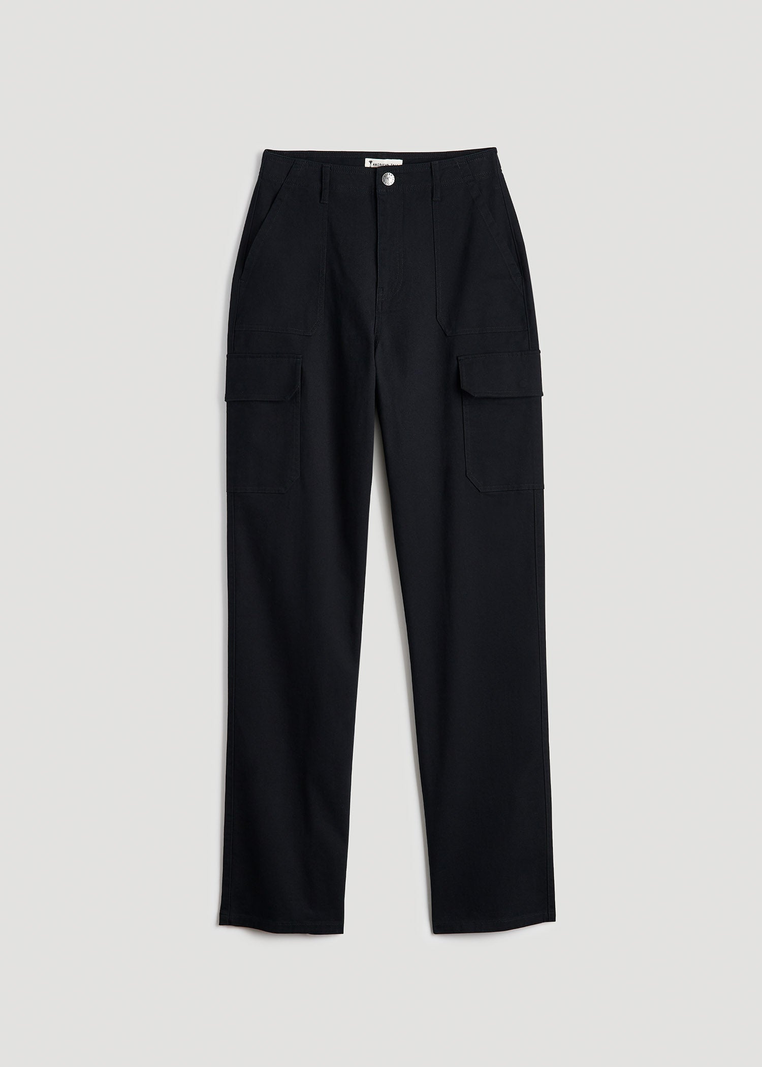 American Tall Women Straight Leg Cargo Chino Pants for Tall Women in Black