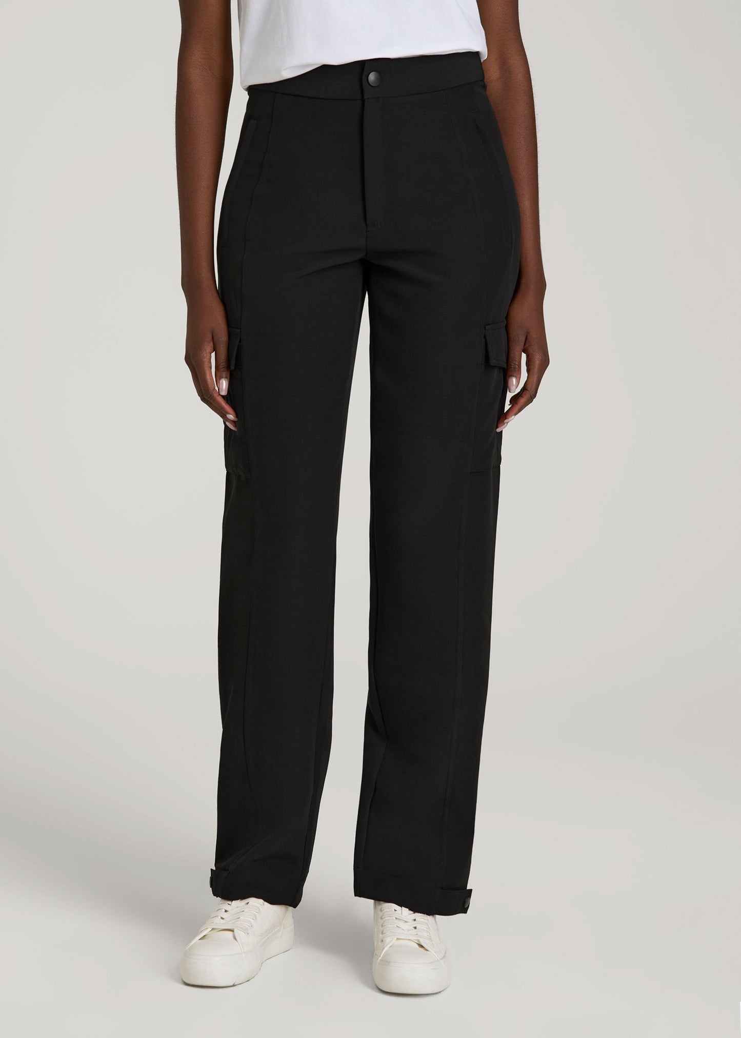 American Tall Women Traveler Cargo Pants for Tall Women in Black
