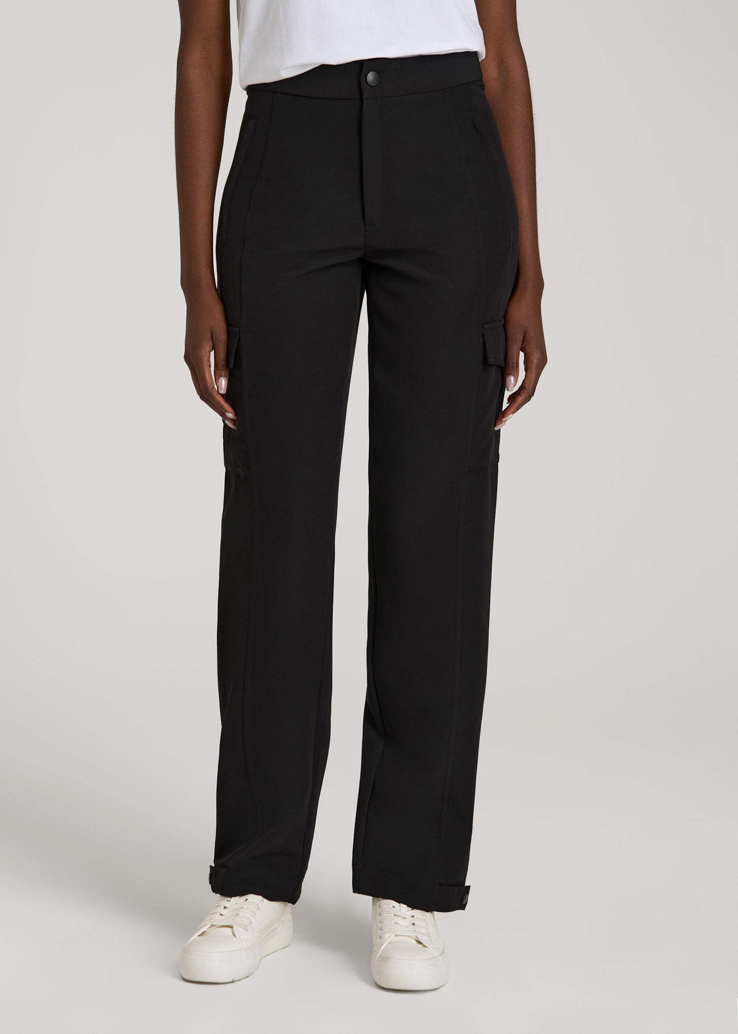 American Tall Women Traveler Cargo Pants for Tall Women in Black