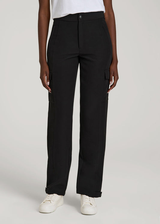 American Tall Women Traveler Cargo Pants for Tall Women in Black