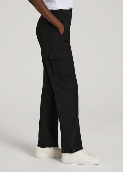 American Tall Women Traveler Cargo Pants for Tall Women in Black