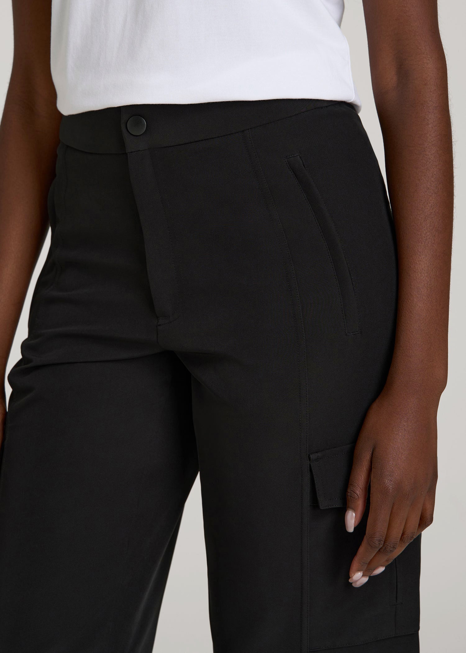 American Tall Women Traveler Cargo Pants for Tall Women in Black