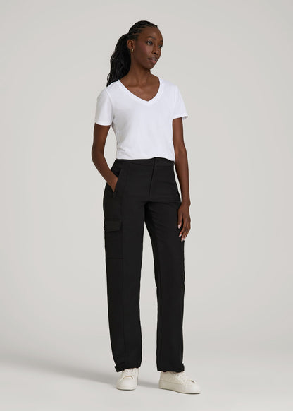 American Tall Women Traveler Cargo Pants for Tall Women in Black