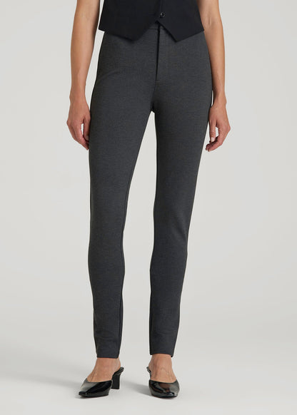 American Tall Women Soft Flex Ponte Skinny High Rise Pant for Tall Women in Dark Charcoal Heather