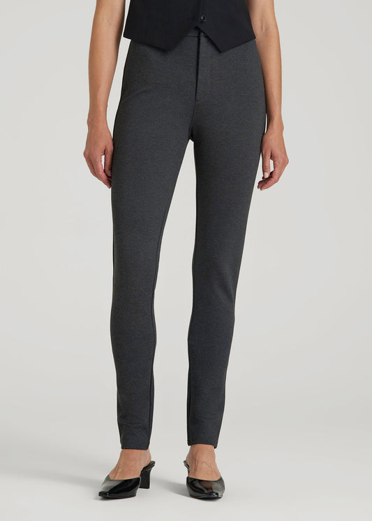 American Tall Women Soft Flex Ponte Skinny High Rise Pant for Tall Women in Dark Charcoal Heather