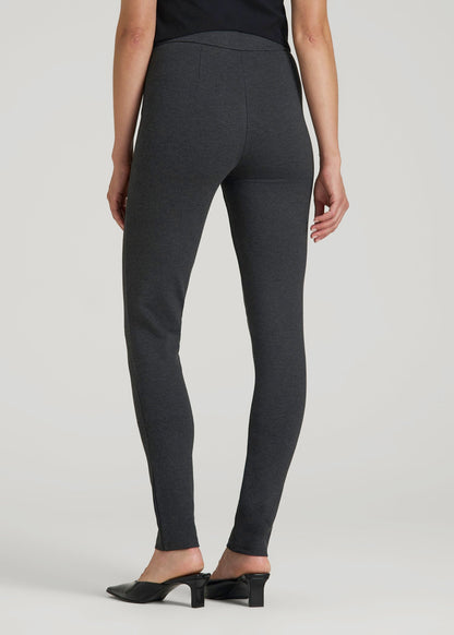 American Tall Women Soft Flex Ponte Skinny High Rise Pant for Tall Women in Dark Charcoal Heather