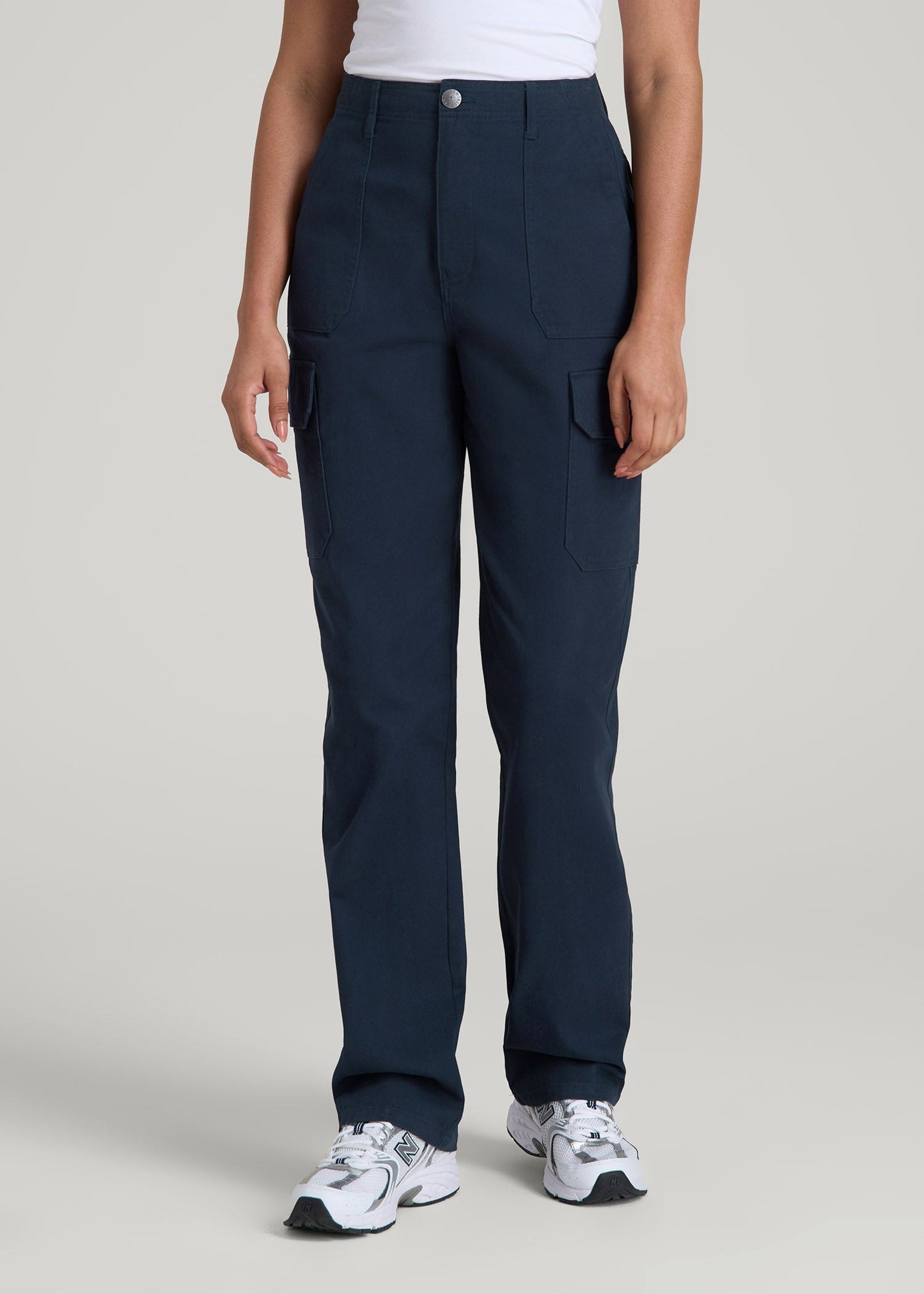 American Tall Women Straight Leg Cargo Chino Pants for Tall Women in Navy