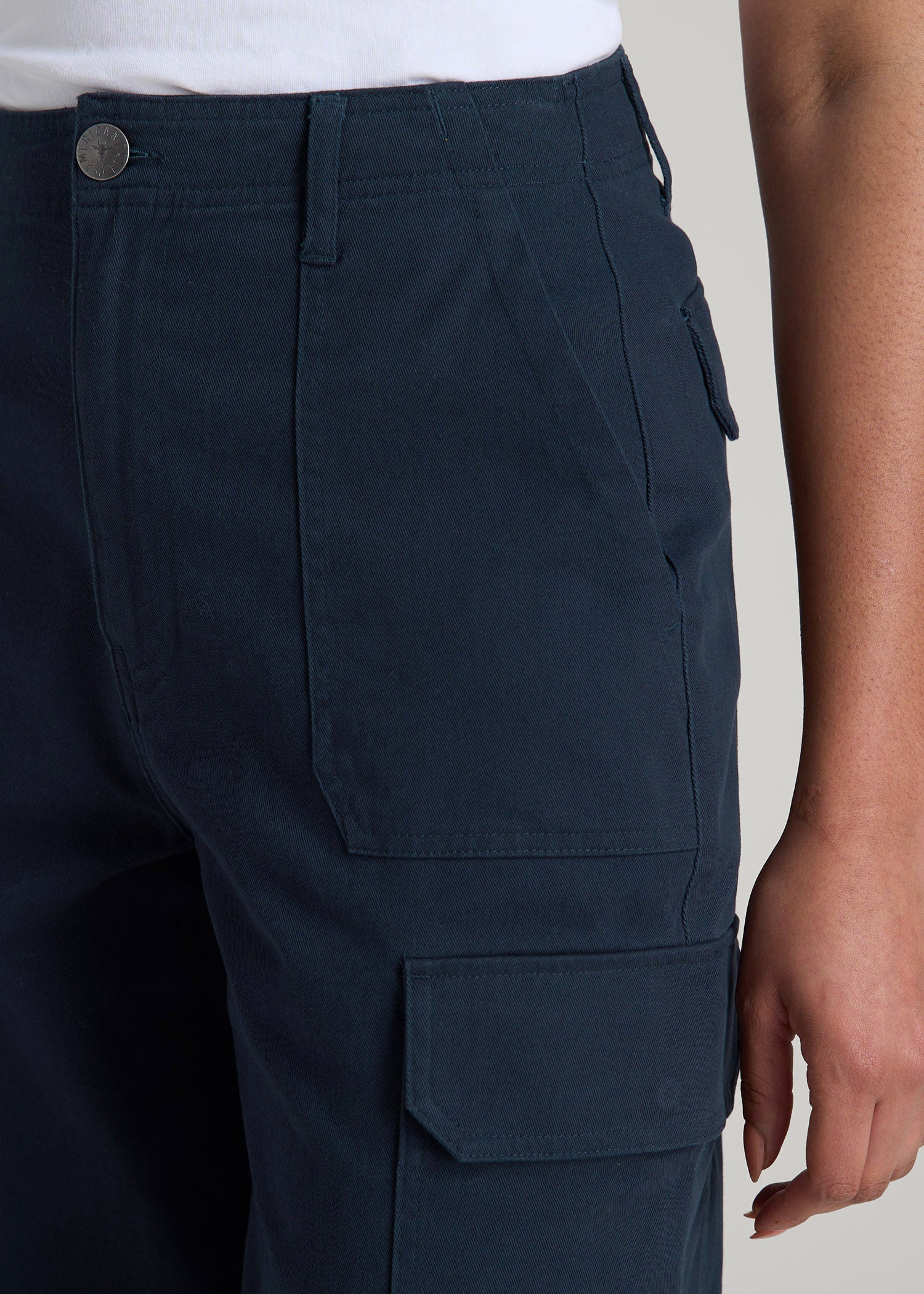 American Tall Women Straight Leg Cargo Chino Pants for Tall Women in Navy
