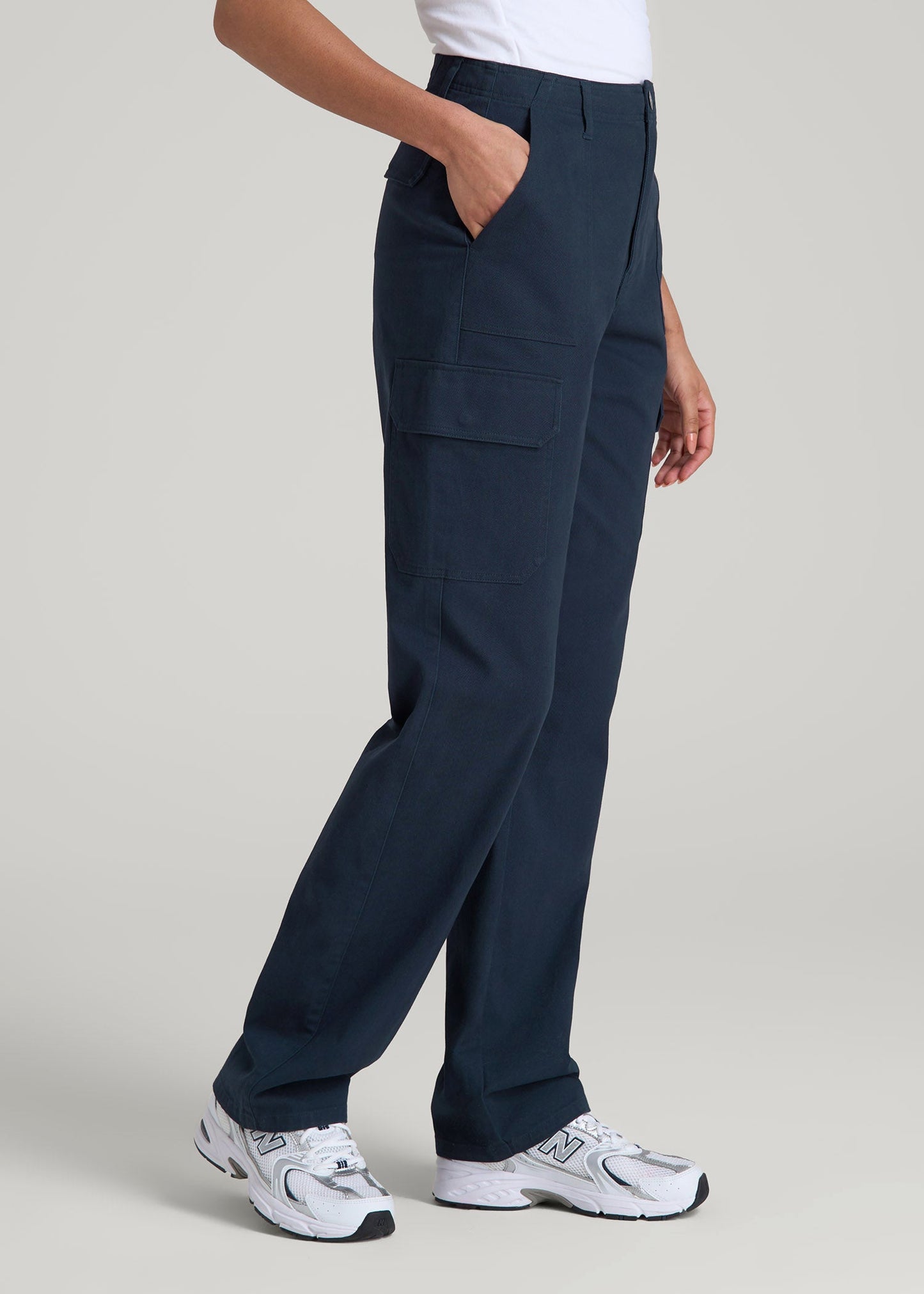 American Tall Women Straight Leg Cargo Chino Pants for Tall Women in Navy